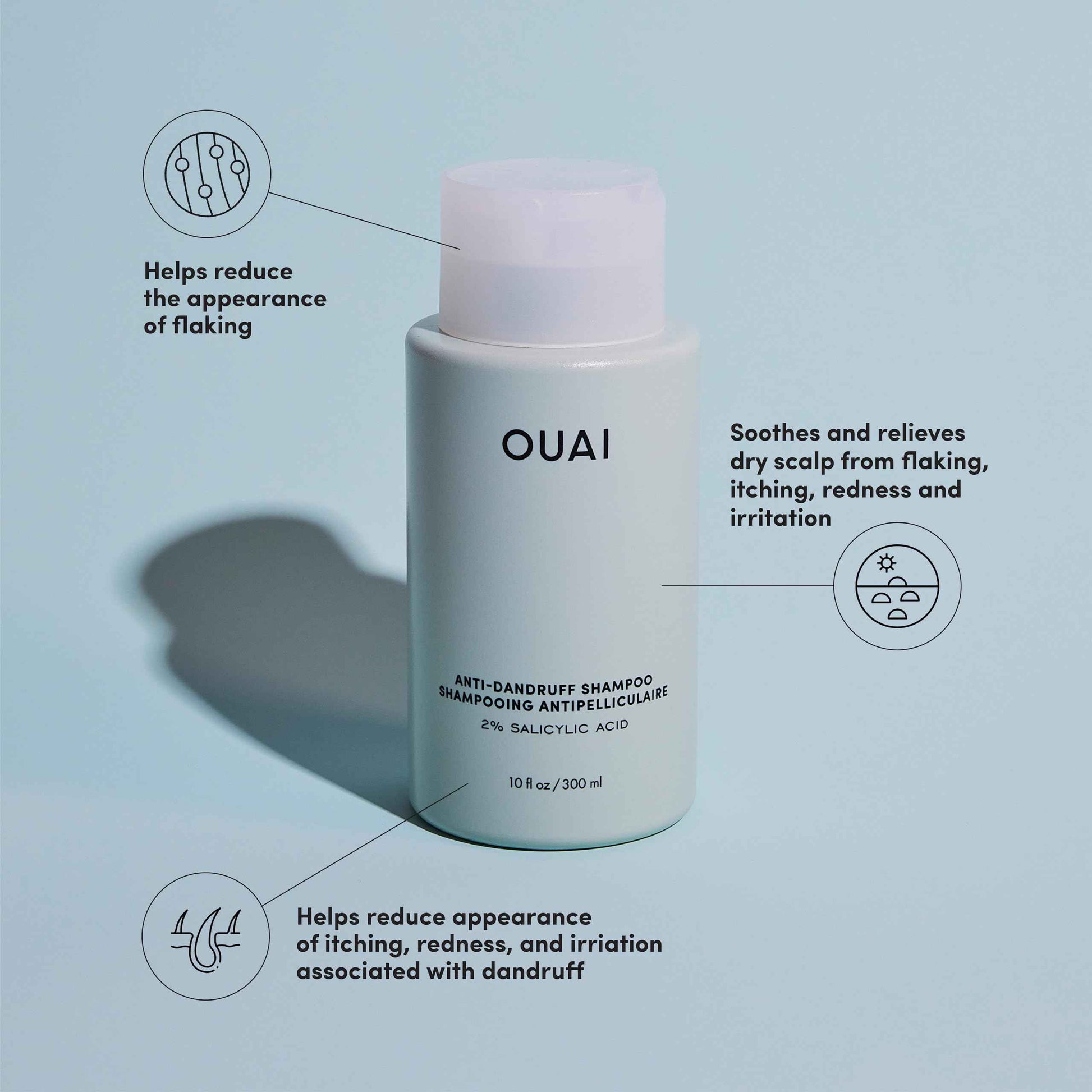 OUAI Detox Shampoo (10 fl oz) & Anti-Dandruff Deluxe Size (1 fl oz) Bundle - Soothing, Clarifying Shampoo Set for Dry, Flaky Scalp - Removes Dirt & Build Up (2 Count)