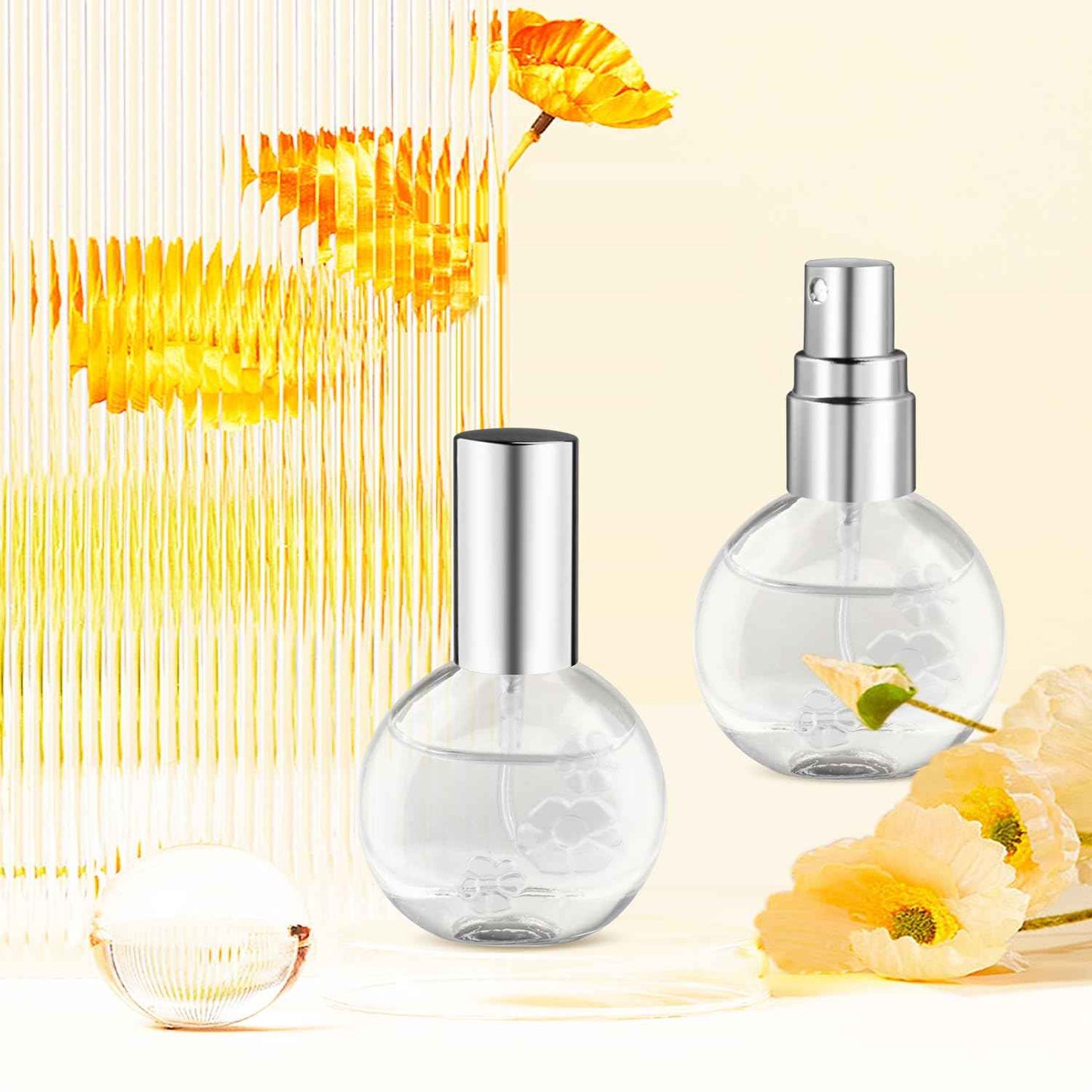 Mirrline 12 Pcs 10ml/0.34oz Glass Spray Bottle Clear Empty Fine Mist Glass Atomizer with Sprayer Pump for Fragrance Essential Oil Travel - Silver