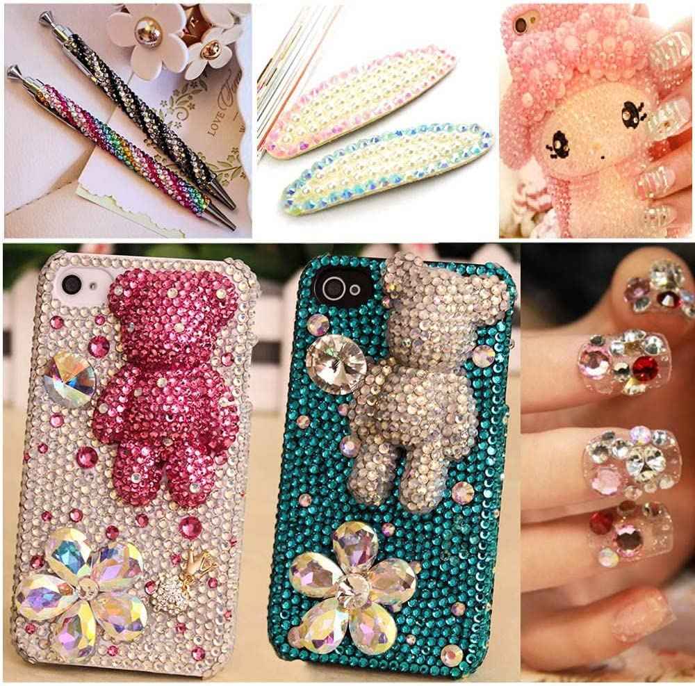 LIUDAMAI 18000pcs (3.4.5mm) 5D Nail Rhinestone DIY Flat Bottom Kit Phone Case Accessories Jelly Flatback AB Jelly Rhinestones Kit AB for Nail Design Charms Gem (4MM9000PC)