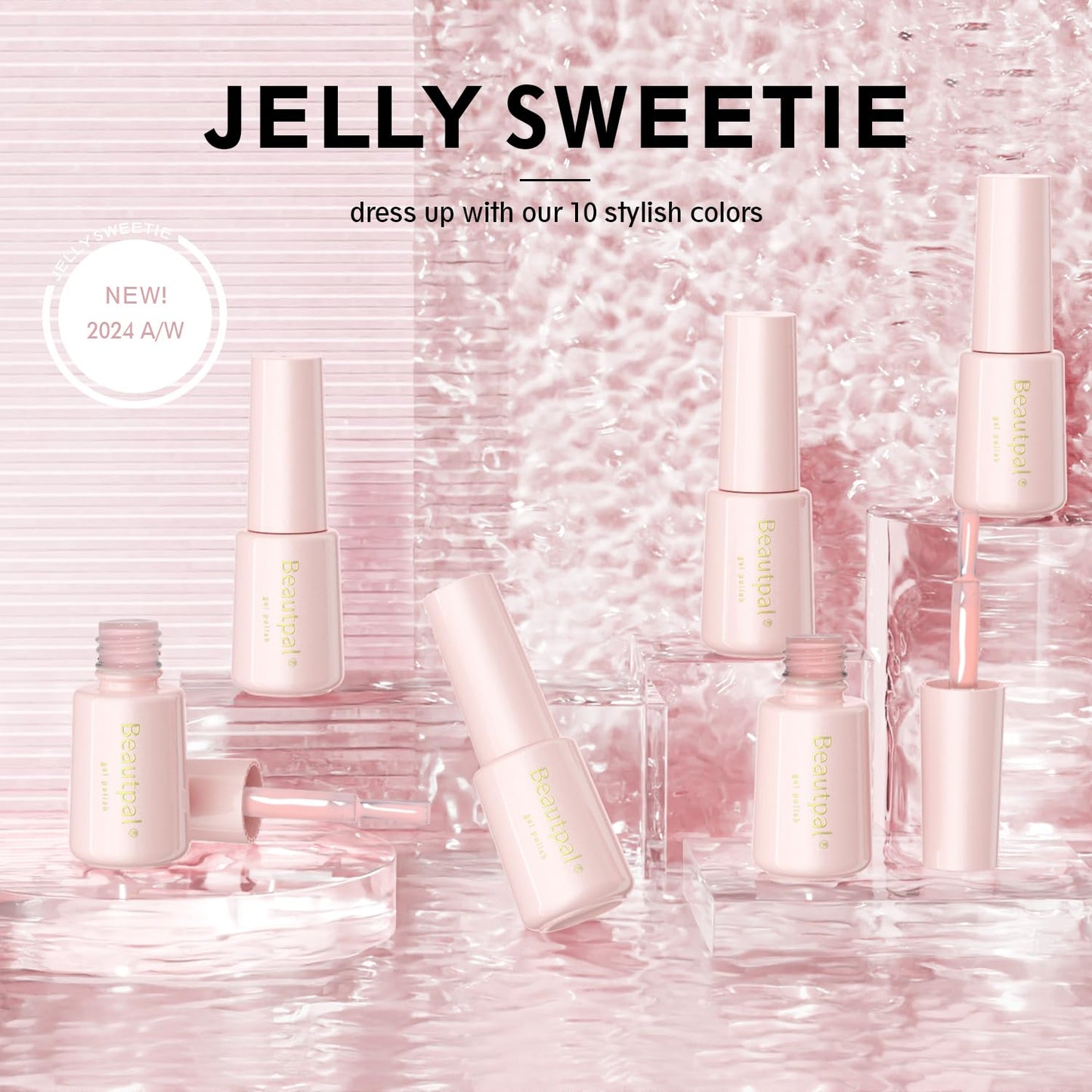 Larvall Beautpal Jelly Gel Nail Polish Set Nude Gel Polish Kit Milky Nude Sheer Pink Soak Off UV Translucent Nail Polish Gel 10PCS 7ml