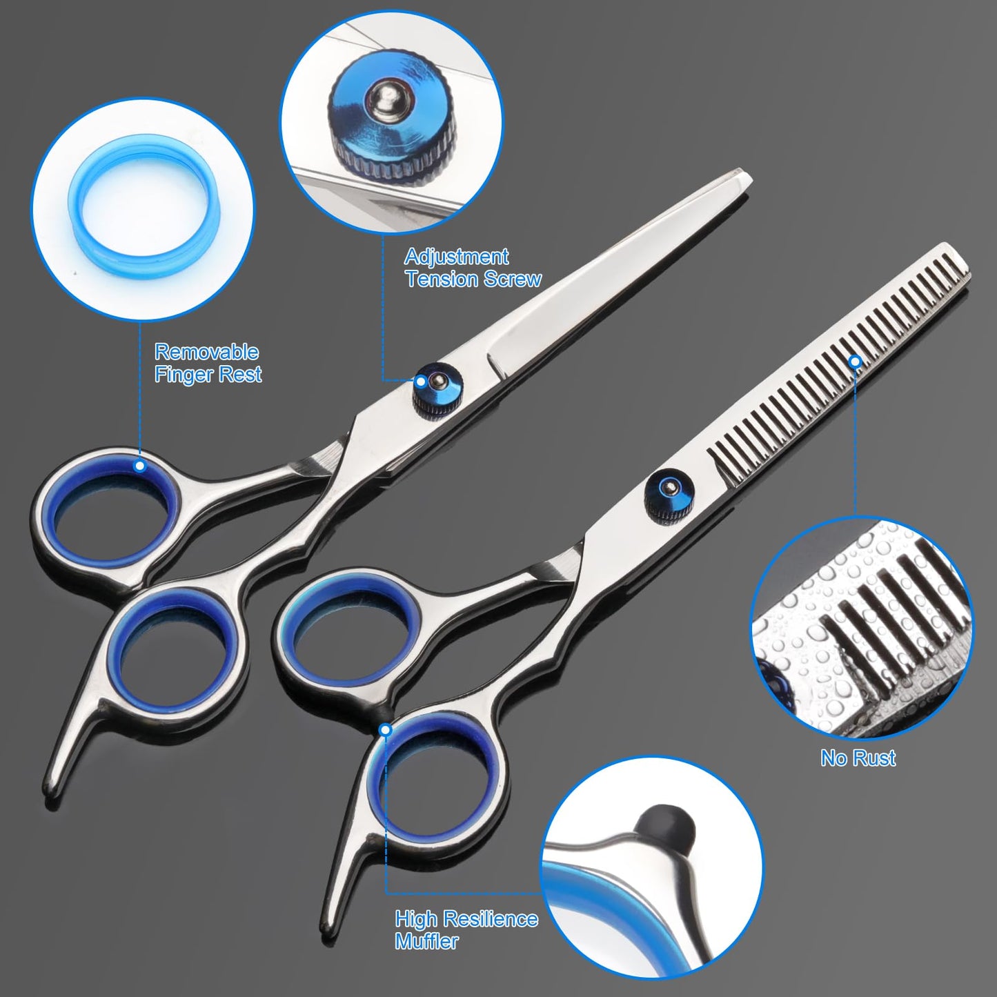 YUQGAOP Hair Cutting Scissors Set, Professional Stainless Cutting Hair Scissors, Barber Hair Cutting Scissors Thinning Shears Sharp Blades Hairdresser Haircut for Women/Men/kids