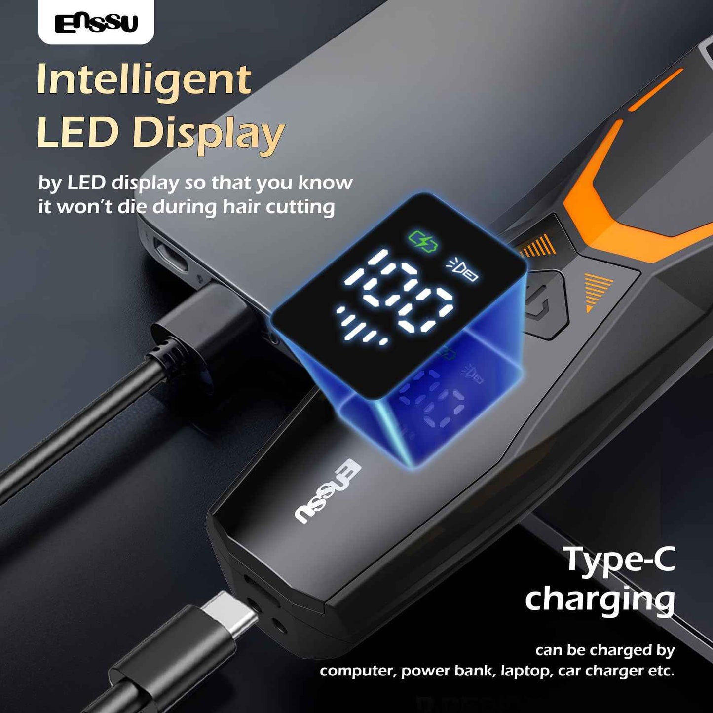 ENSSU Manscape Body Hair Trimmer for Men with LED Light for Balls/Pubic/Groin/Legs/Chest, IPX7 Waterproof Body Groomer with Ceramic Blade, Fast Charging Shaver for Wet or Dry Use