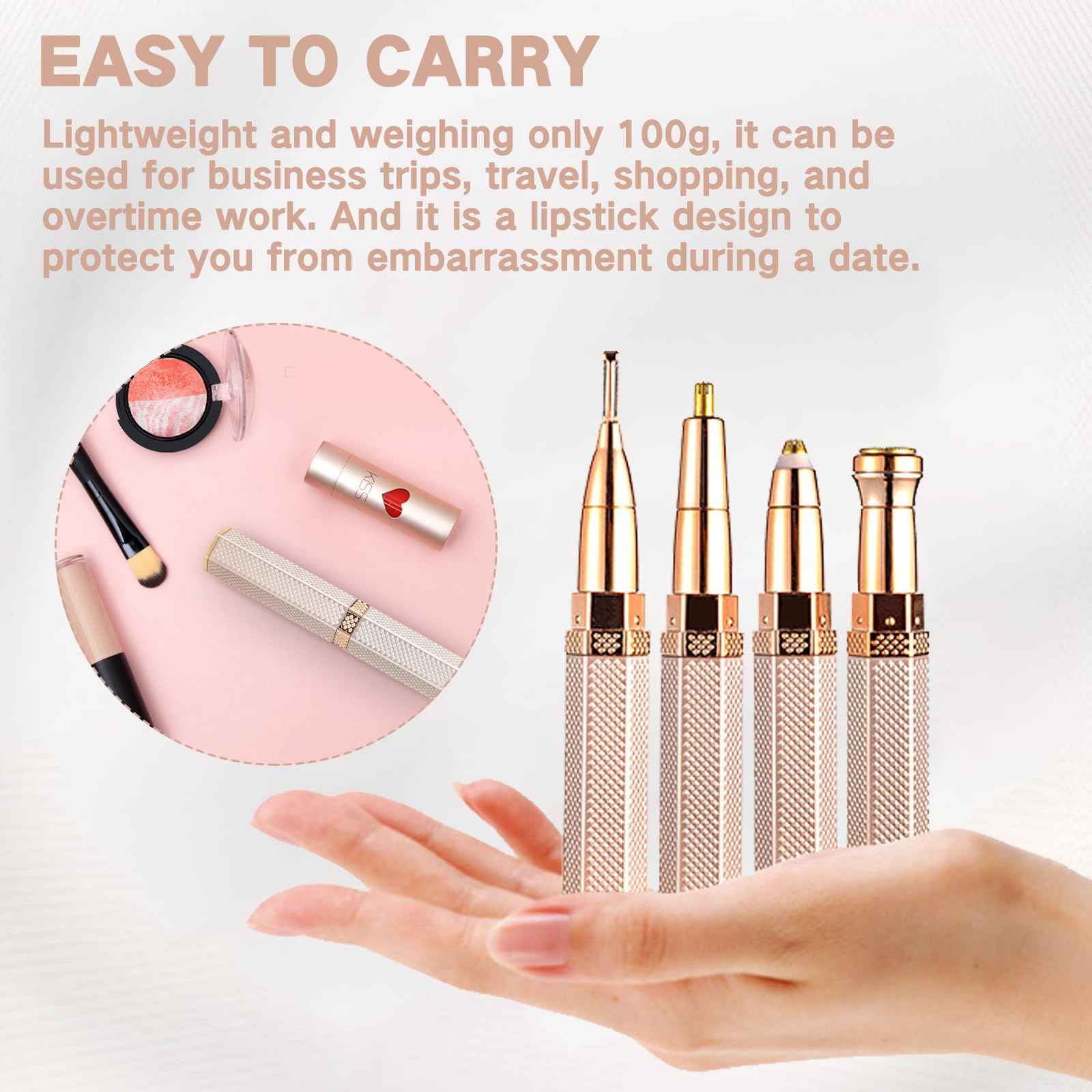 OYUEGE 4 in 1 Facial Electric Shaver for Women, Full Body Epilator Rechargeable Eyebrow Nose Bikini Hair Trimmer,Facial Shaver