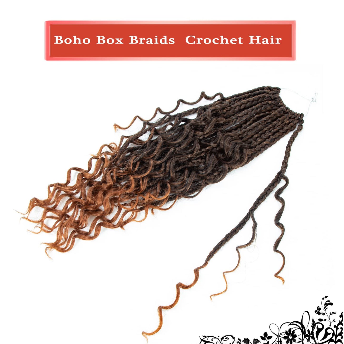 Liang Dian Goddess Box Braids Crochet Hair With Curly Ends 24 Inch 8 Packs Bohomian Braids Hair Crochet Braids for Black Women (24 Inch 1B/30)