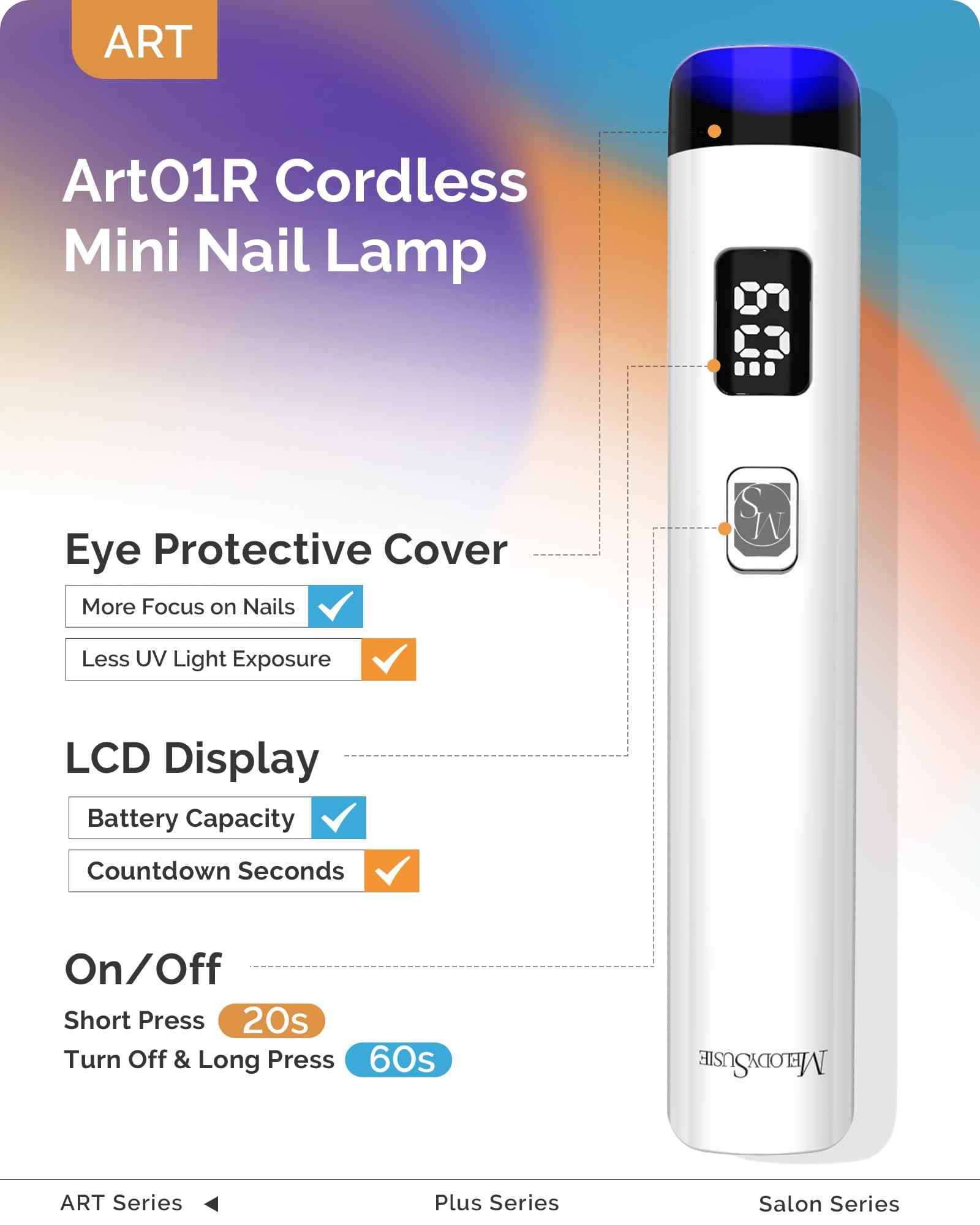 MelodySusie 48W LED UV Nail Lamp - Black with Handheld UV Light for Gel Nails