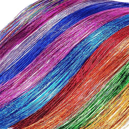 Hair Tinsel Kit for Girls 22 Colors 5500 Strands Tinsel Hair Extensions Sparkling Colorful Fairy Hair Tinsel Kit Heat Resistant Shiny Glitter Hair Tinsel (22 Colors/5500 Strands)