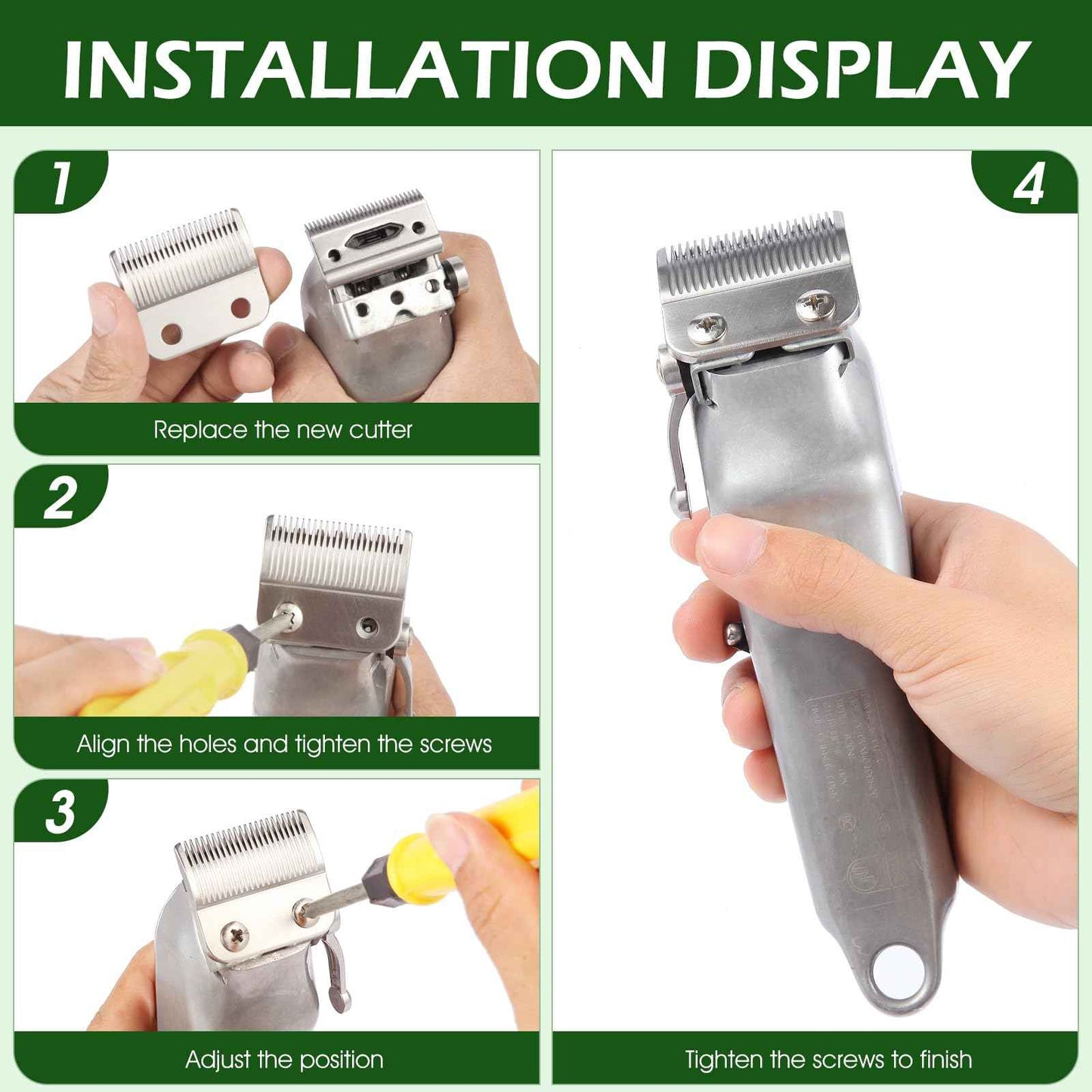 ZZYZSFUS 4 Pack Professional Replacement Clipper Blades,Precision 2 Holes Adjustable Hair Clipper Parts Blade for 5-Star Senior, Magic Clip, Reflections Senior