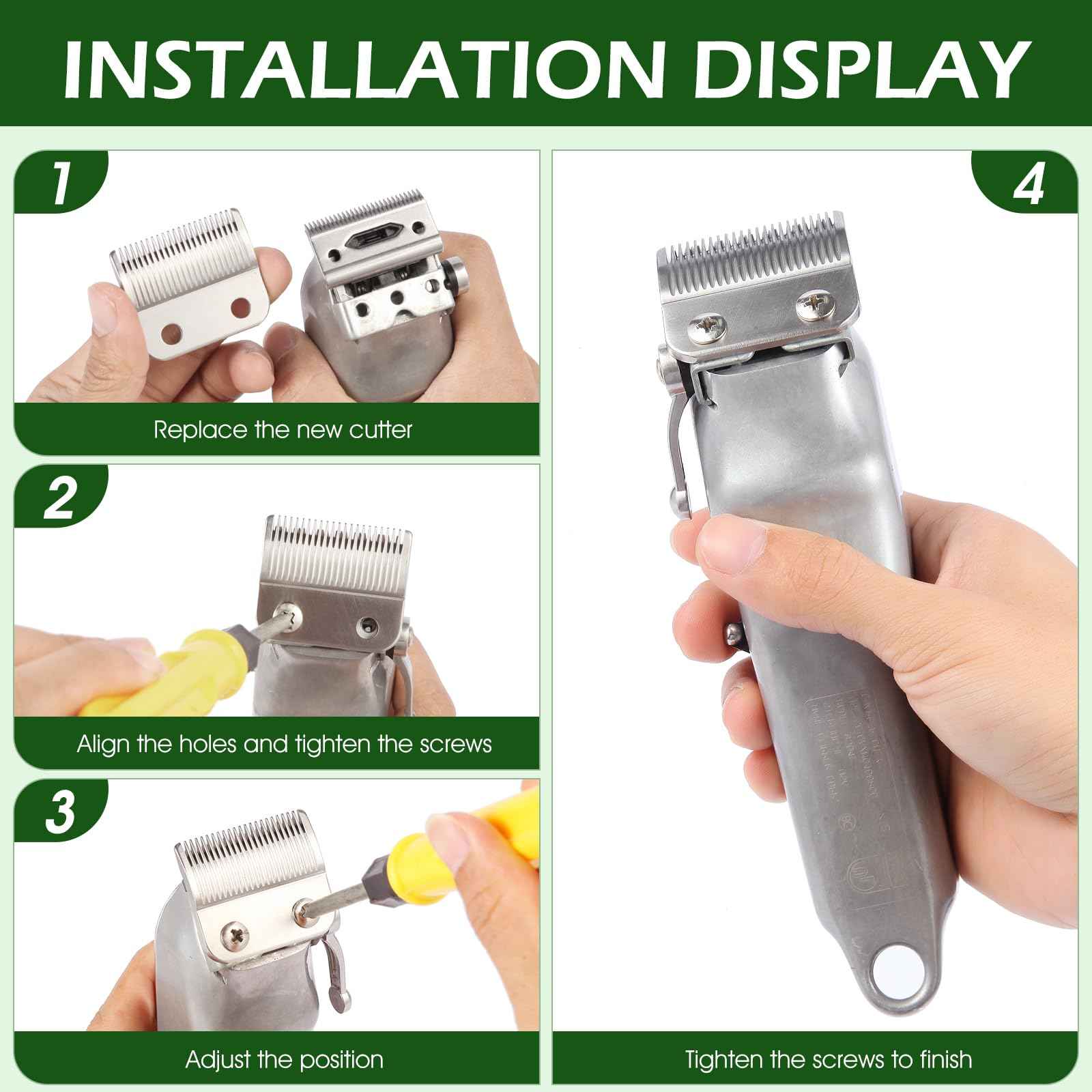 ZZYZSFUS 4 Pack Professional Replacement Clipper Blades,Precision 2 Holes Adjustable Hair Clipper Parts Blade for 5-Star Senior, Magic Clip, Reflections Senior