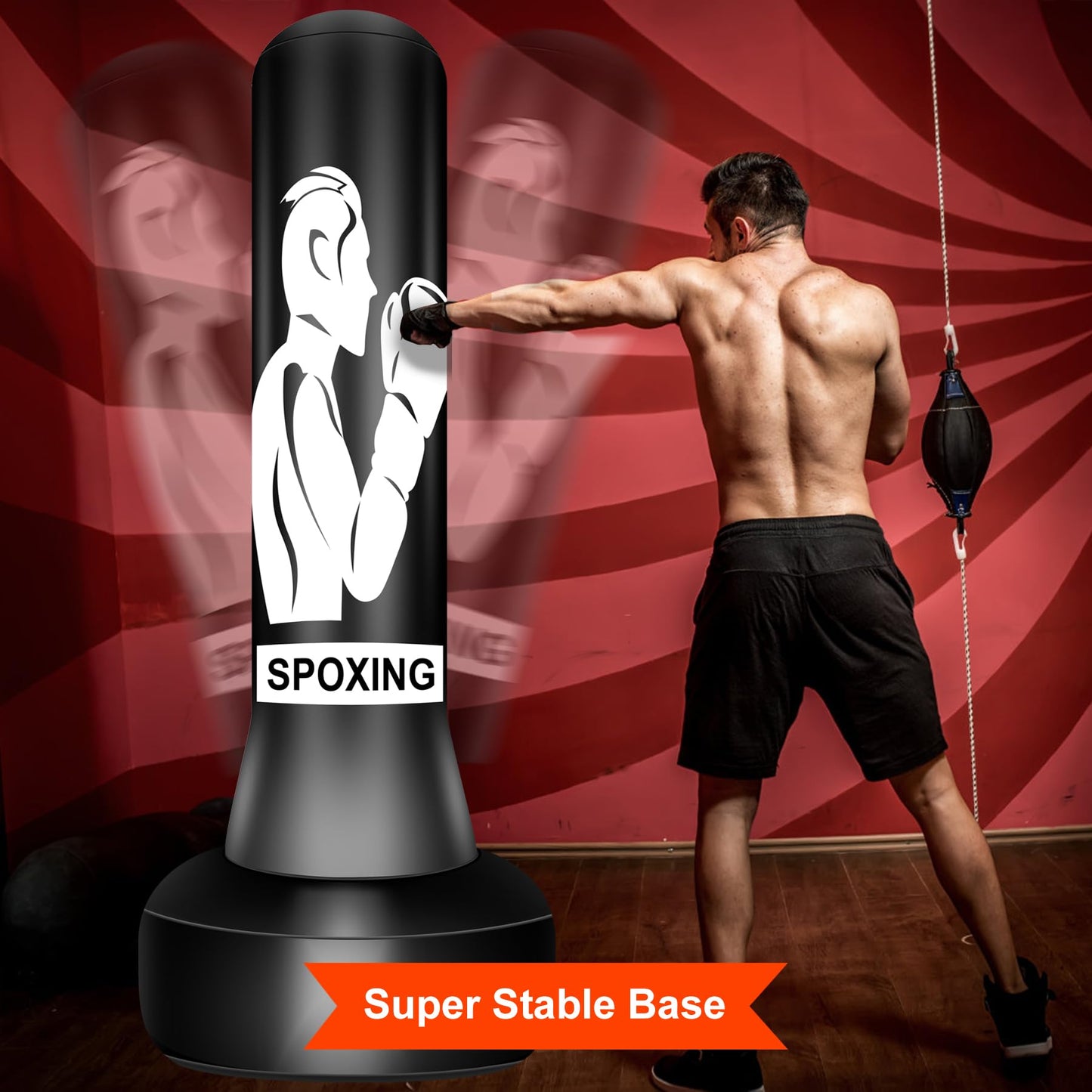 Heavy Punching Bag with Stand for Adults 70" Freestanding Punching Bag with Boxing Gloves and Electric Air Pump, Men Women Teens Standing Inflatable Boxing Bag for Training MMA Thai Fitnessers.