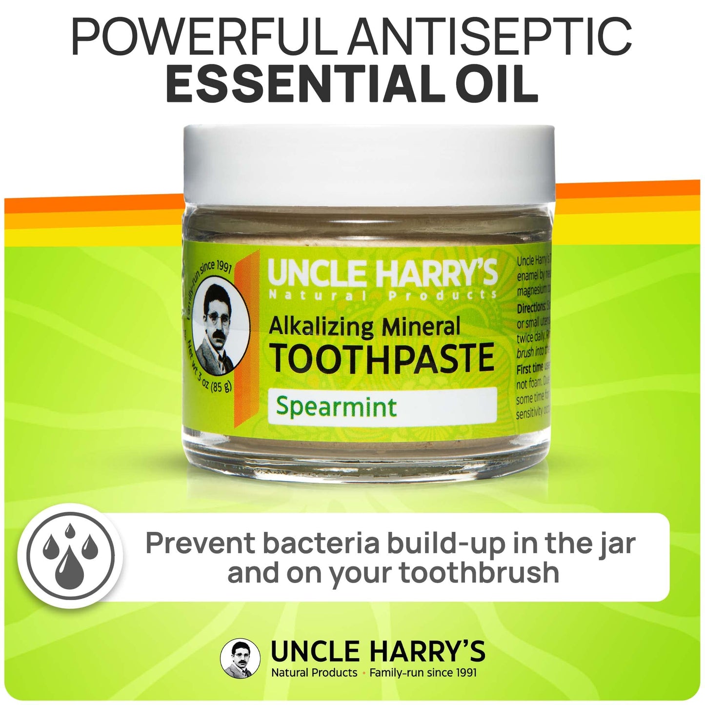 Uncle Harry's Spearmint Remineralizing Toothpaste | Natural Whitening Toothpaste Freshens Breath & Promotes Enamel | Vegan Fluoride Free Toothpaste Pack of 4