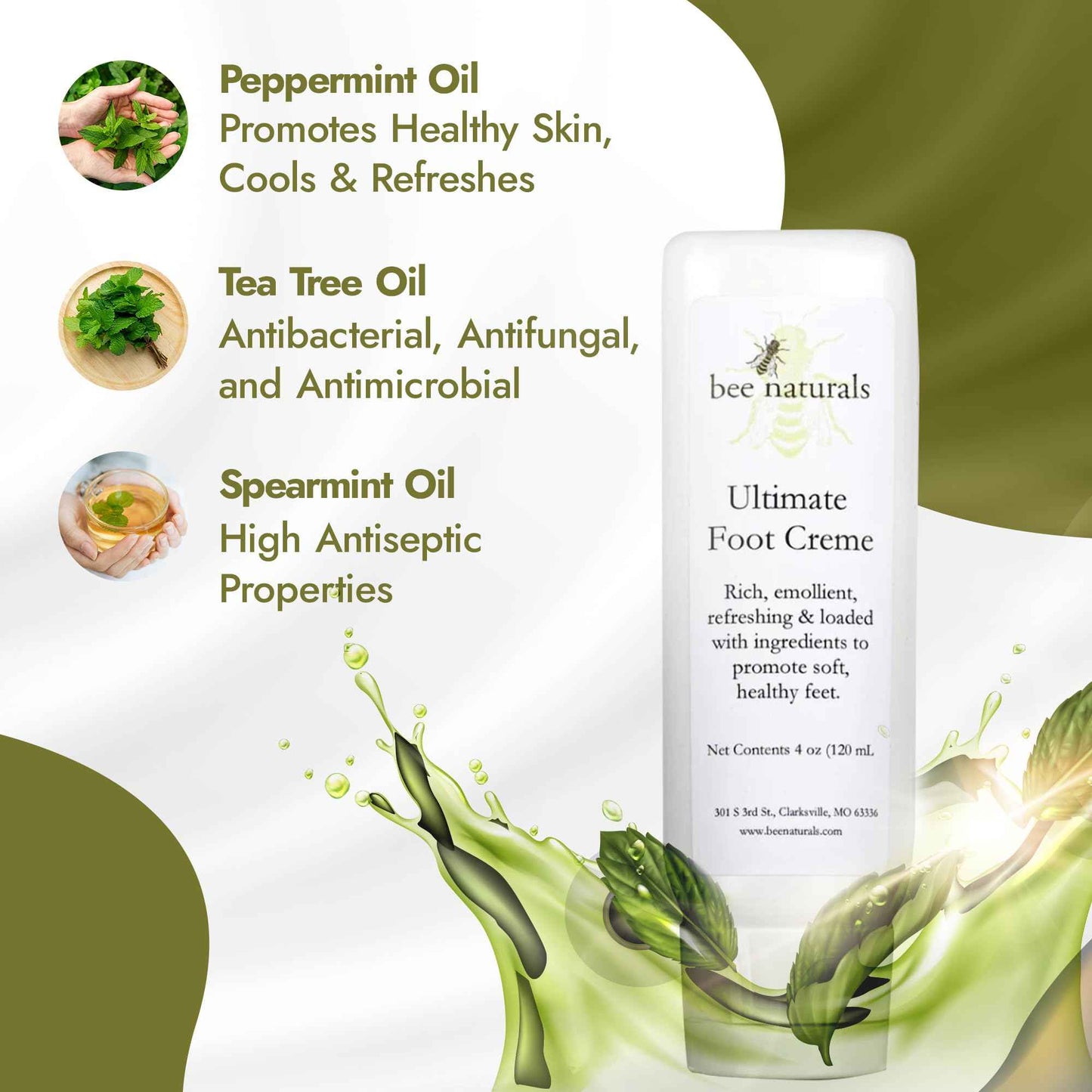 Bee Naturals Ultimate Foot Cream 4 Oz – Deep Hydration for Dry, Cracked Heels & Calluses – Enriched with Shea Butter, Avocado Oil & Therapeutic Essential Oils – Non-Greasy, Soothing properties