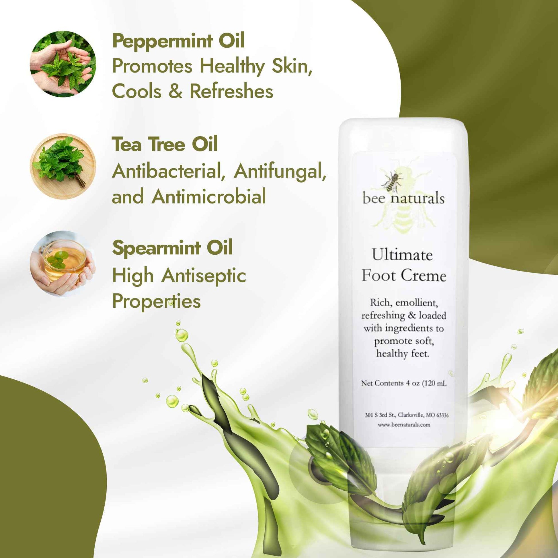 Bee Naturals Ultimate Foot Cream 4 Oz – Deep Hydration for Dry, Cracked Heels & Calluses – Enriched with Shea Butter, Avocado Oil & Therapeutic Essential Oils – Non-Greasy, Soothing properties