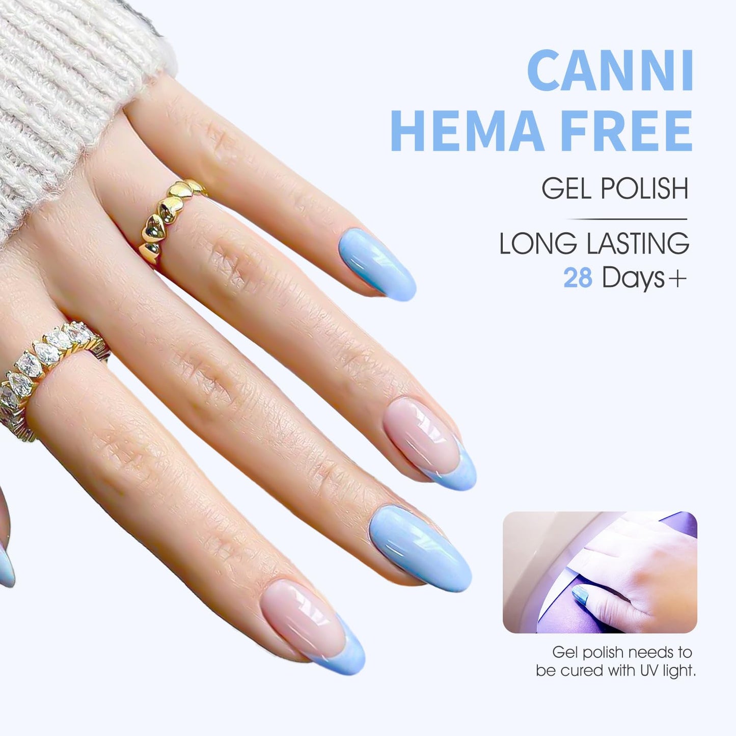 CANNI Baby Blue Gel Nail Polish, 1Pcs Light Blue Gel Polish Pastel Blue Color Nail Polish Gel High Gloss Soak Off U V Gel Nail French Nail Manicure Salon DIY