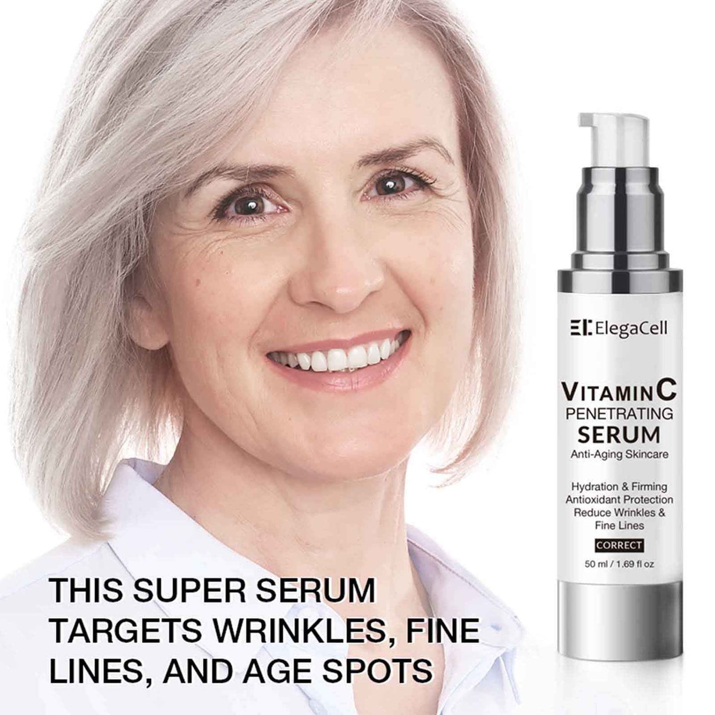 HACIRFE ElegaCell Vitamin C Serum for Women Over 70 - Advanced Anti-Aging Vitamin C Face Super Serum for Mature Skin 1.69 fl oz pack of 2
