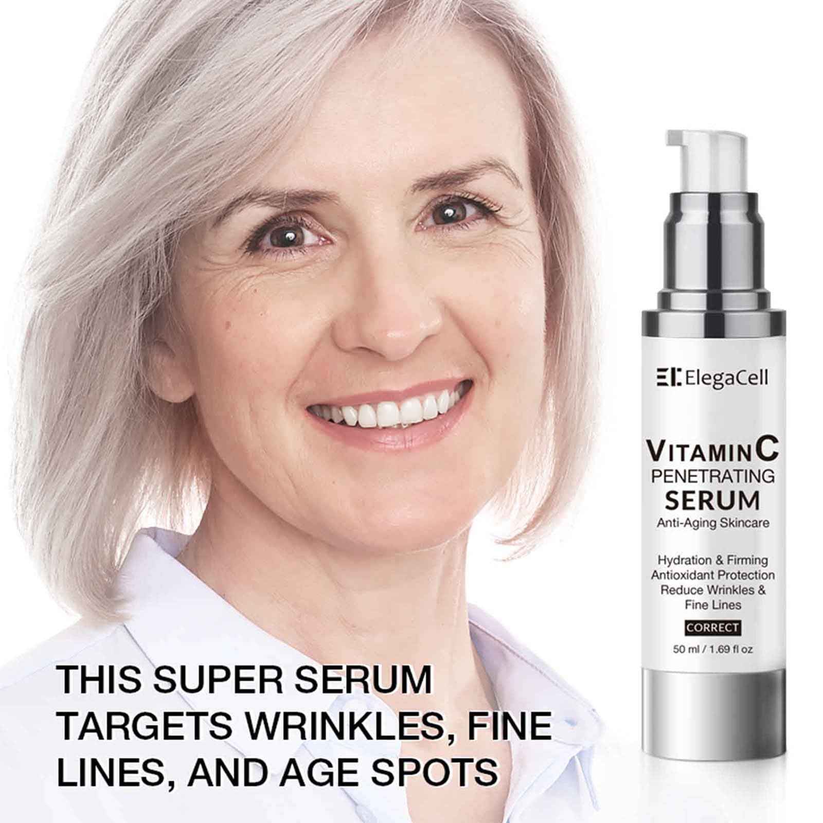 HACIRFE ElegaCell Vitamin C Serum for Women Over 70 - Advanced Anti-Aging Vitamin C Face Super Serum for Mature Skin 1.69 fl oz pack of 2