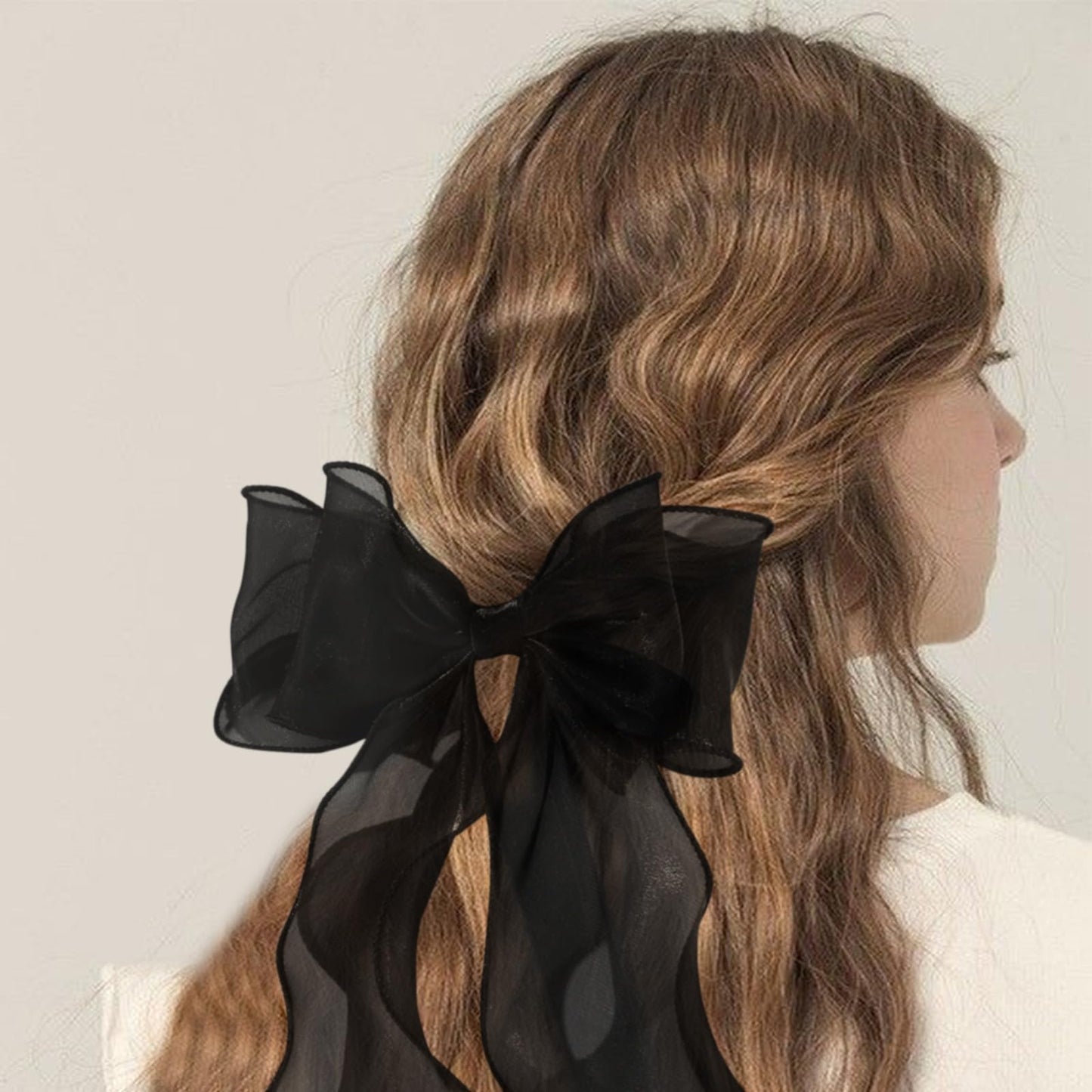 papasgix Silk Hair Bow Clips: Big Solid Color Ribbons for Women and Girls (2, Pink + Black)