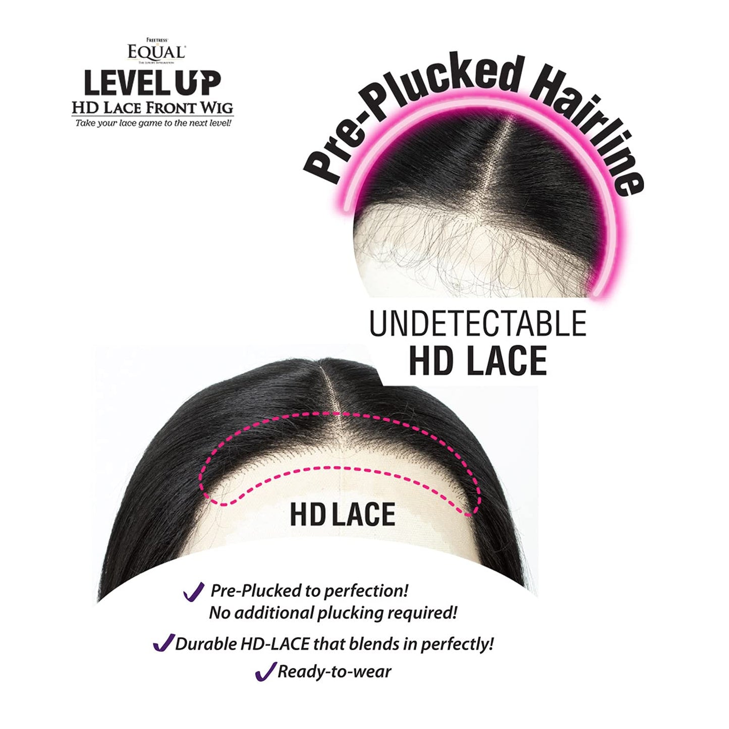 FreeTress Equal Level Up Synthetic HD Lace Front Wig - MONICA (1B Off Black)