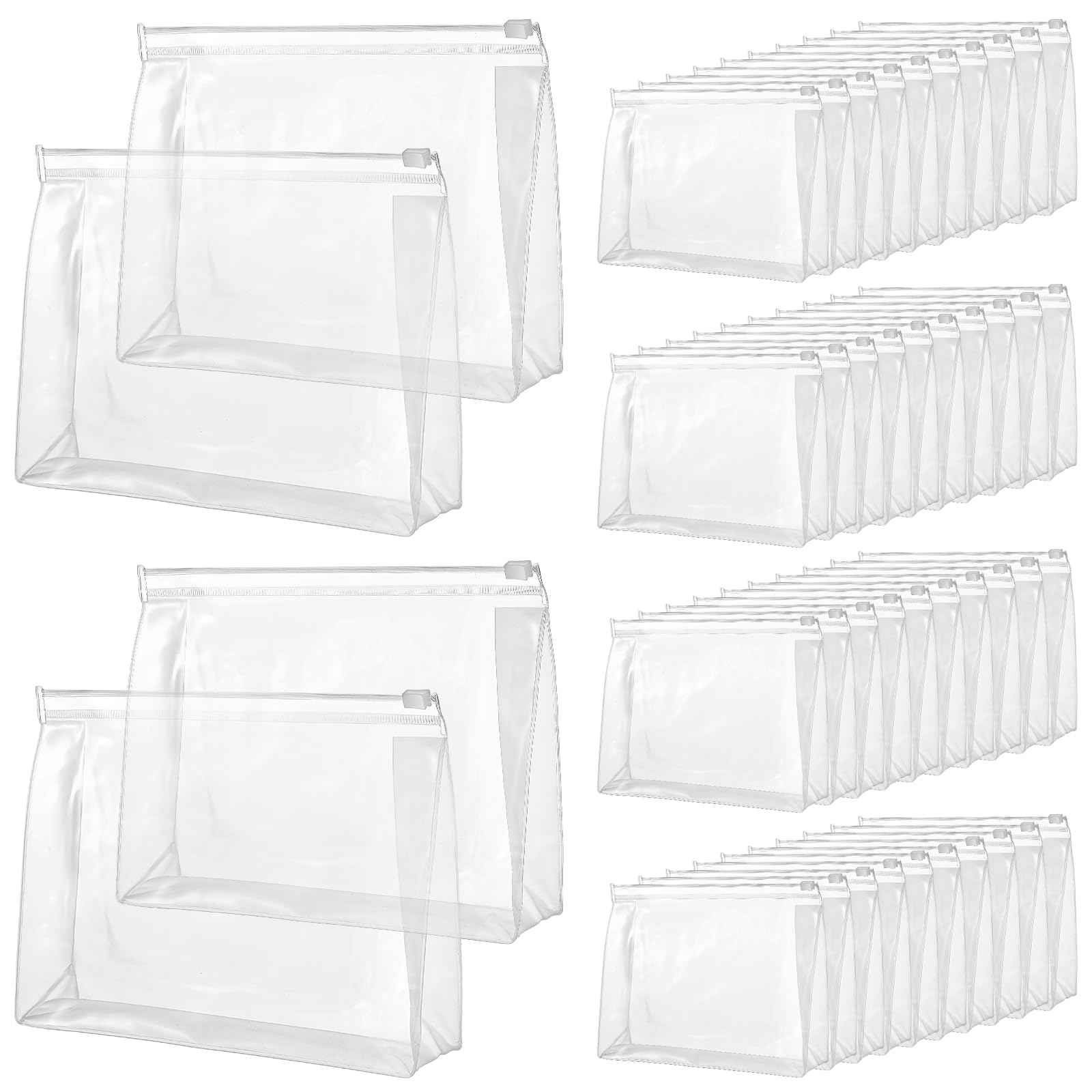 cobee 50 Pcs Clear Makeup Bags Bulk, Mini Cosmetic Organizer for Travel Small Transparent Zipper Pouch PVC Waterproof Pouches 7.9x5.9x2 In for Toiletry