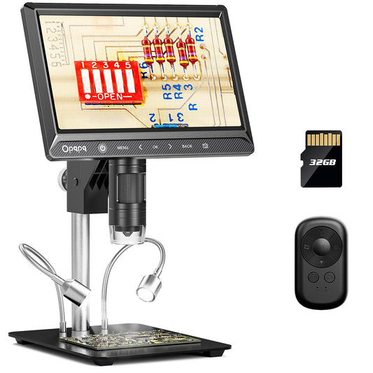 Opqpq ODM702 10" LCD Digital Micrscope, Full View Coin Microscope with Screen, Coin Magnifier with Light for Collectors, Micro Soldering Microscope for Electronics Repair, Magnifying Glass for Adults