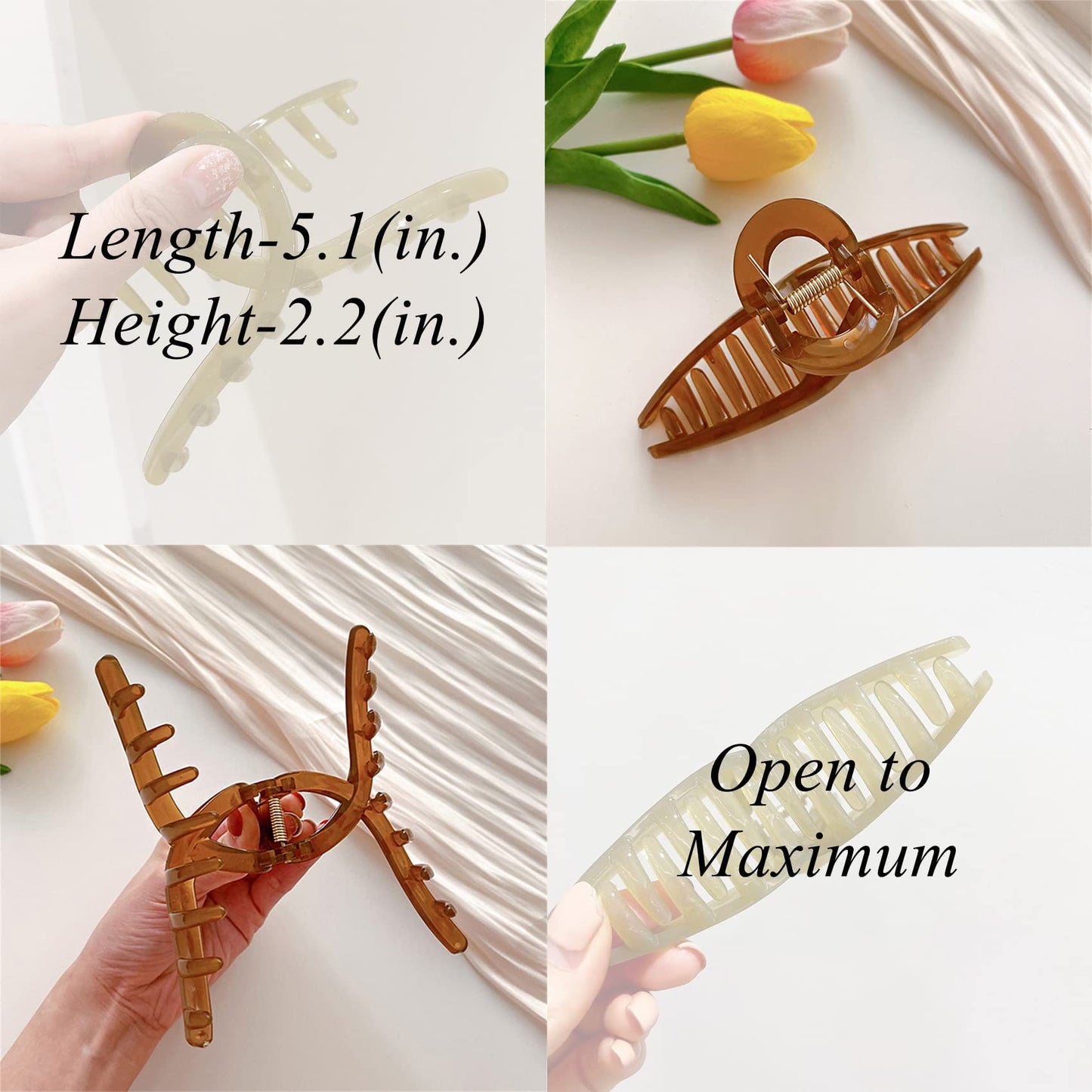 Big Hair Claw Clips Large Butterfly Hair Clips for Women 5.1" Large Jelly Clip Larger Size Hair Clip for Girls Hair Accessories for Long Thick Hair 4 Pcs Mother's Day Gifts