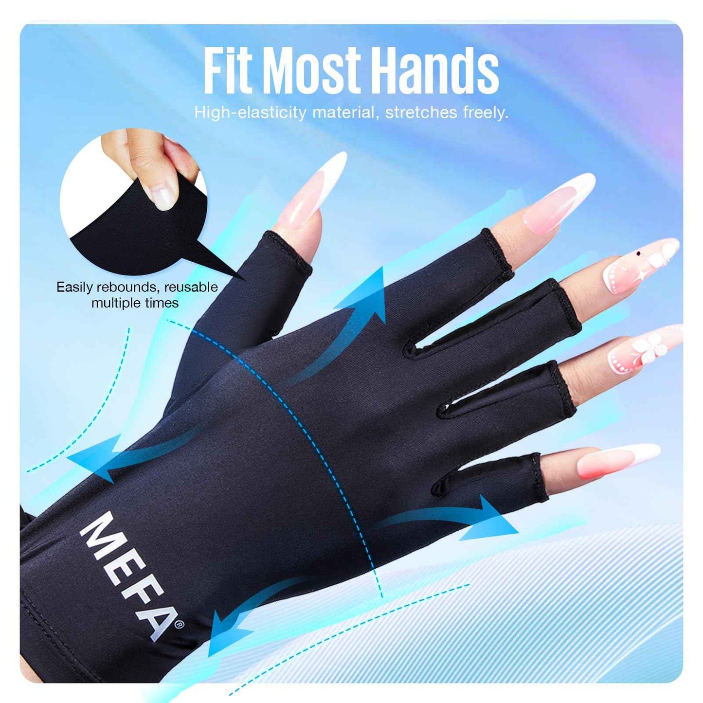 MEFA UV Gloves for Gel Manicures, Professional UPF99+ Protection Gloves for Gel Nails Lamp for Women Nail Art Prevent Hands from UV Harm Gifts for Women