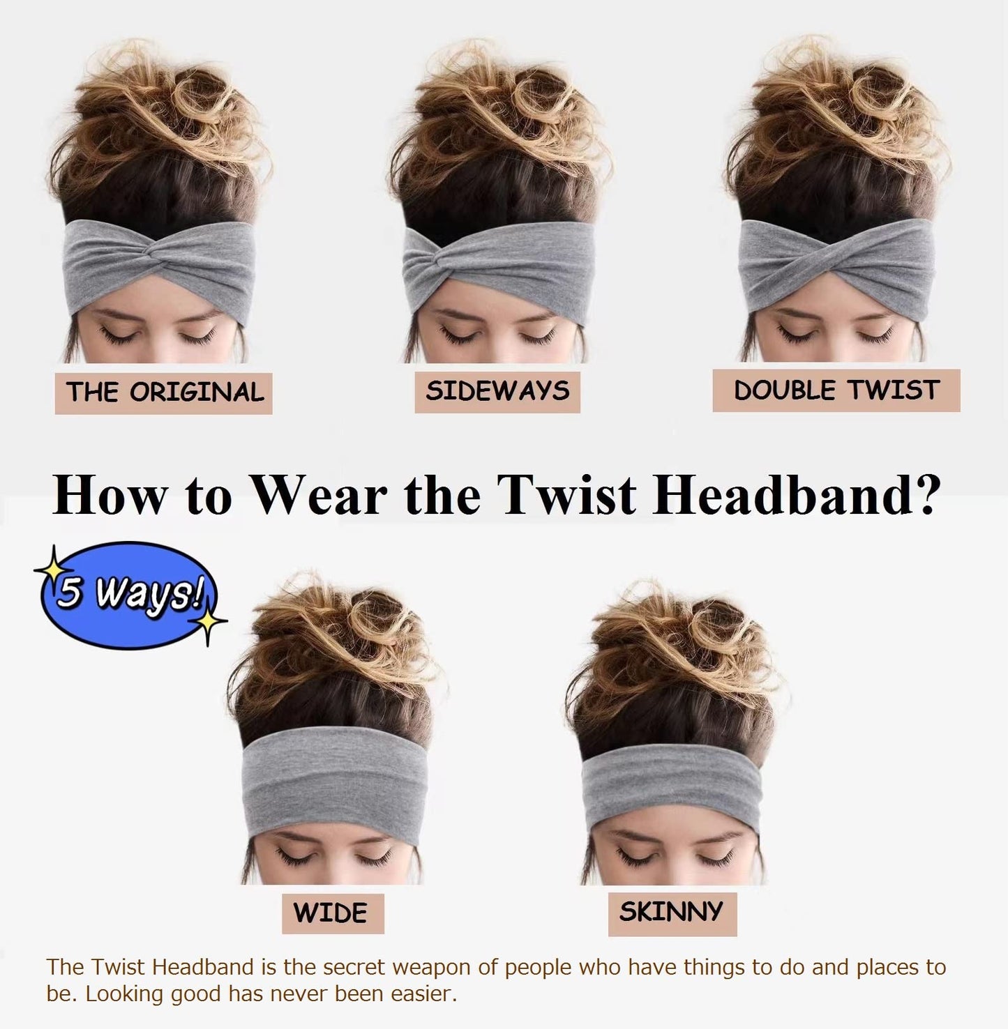 AKTVSHOW Headbands for Women's Hair Wide - Soft Elastic Hair Bands Twisted Non Slip Turban Headwraps for Teen Girls Womens Headbands Fashion Hair Accessories 12PCS