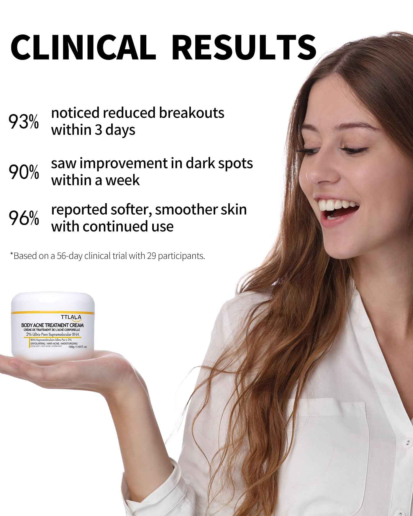 Butt Acne Clearing Treatment, Moisturizer Cream with 2% Salicylic Acid, Tea Tree Oil & Witch Hazel, Body Back Acne Treatment, Cystic Acne Treatment for Skin Delicate and Smooth 5.4oz