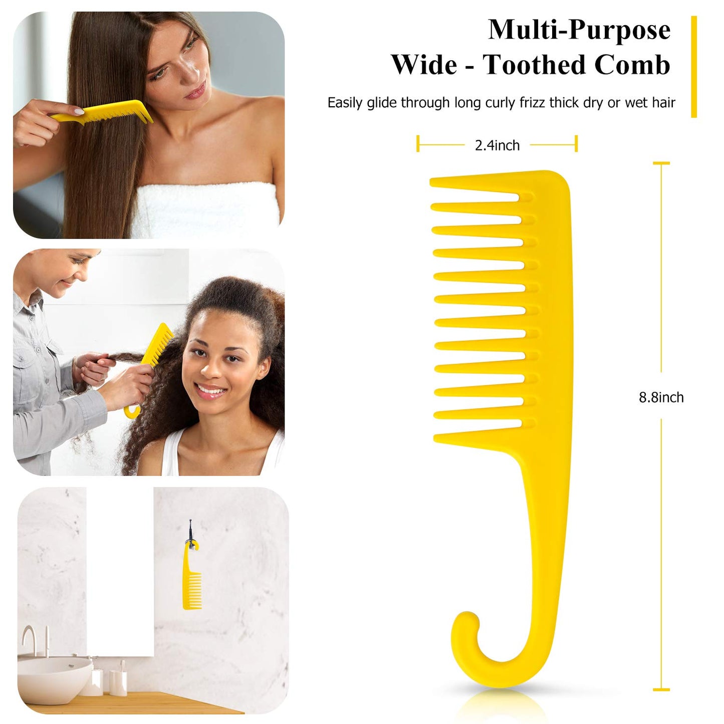 Detangling Hair Brush,Hair Detangler Brush and Wide Tooth Comb Set for Black Natural Curly Wet Dry Thick Straight Long Hair, Afro American Type 3a-4c, Comfortable Grip,Easy to Clean, Durable