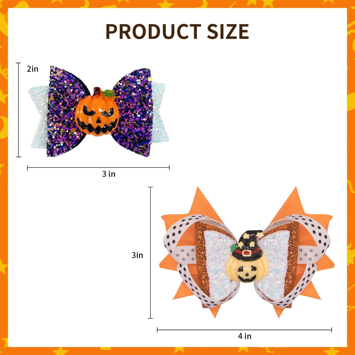 Fimcosy 8 pcs Halloween Hair Clips Glitter Halloween Pumpkin Spider Ghost Hair Clips Halloween Sequin Bow Hair Clips Women Halloween Costumes