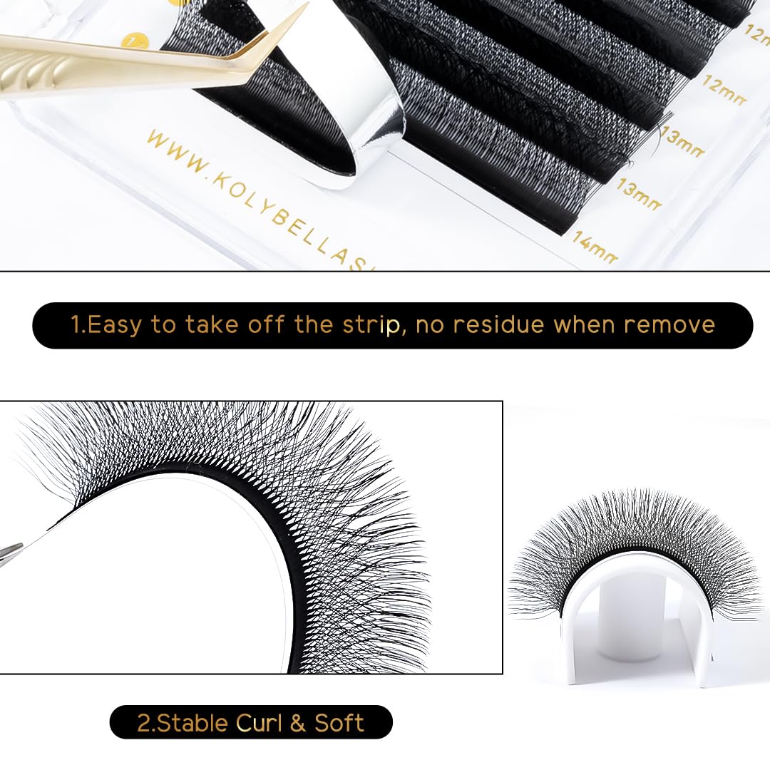 Kolybel W Eyelash Extension 6D Volume Premade Fan Lashes 0.07 D Curl 8-15mm Faux Mink Matte Black W Shaped Tips Soft Lightweight Lashes Supplies(6D-0.07-D-8-15mm)