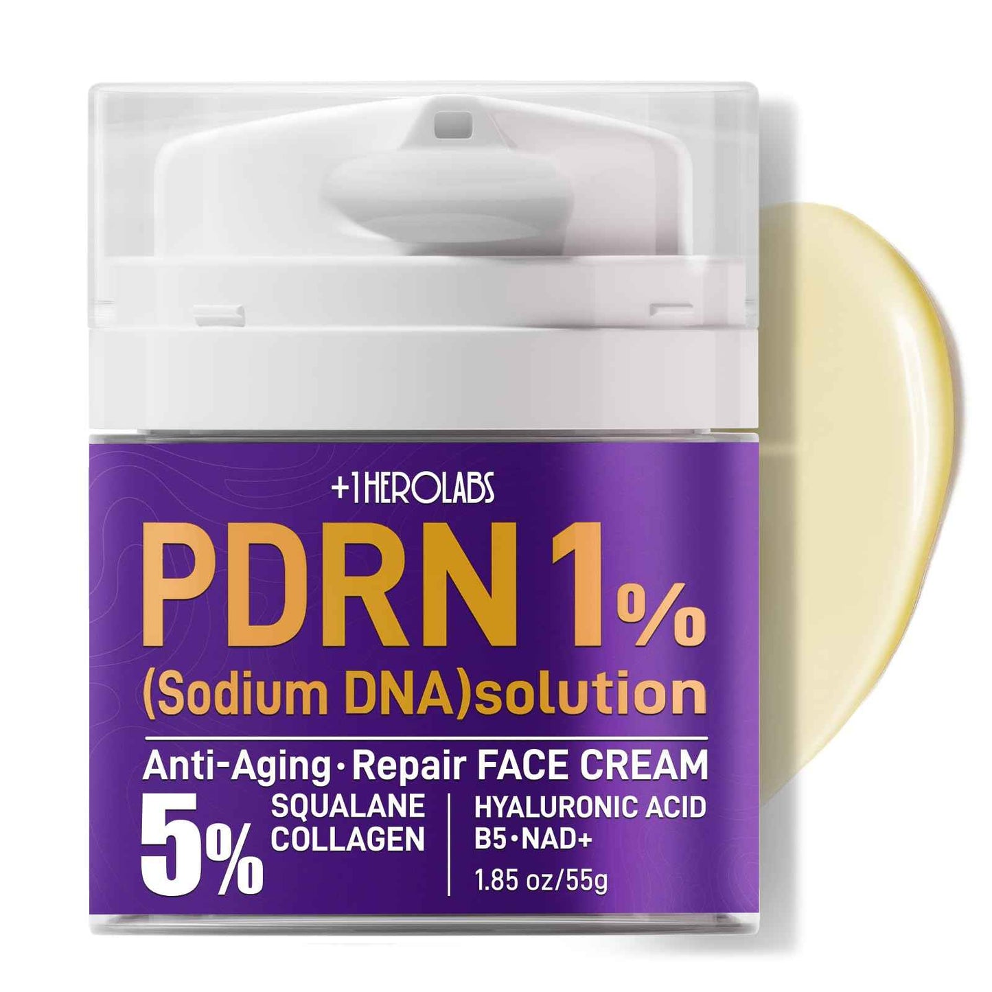 PDRN Anti-Aging Face Moisturizer Cream with 5% Squalane,100% Pure PDRN Salmon DNA,Hyaluronic Acid & B5, Firming, Hydrating, Moisturizing Repair Face & Neck Skincare Cream for All Skin,1.85 Fl Oz