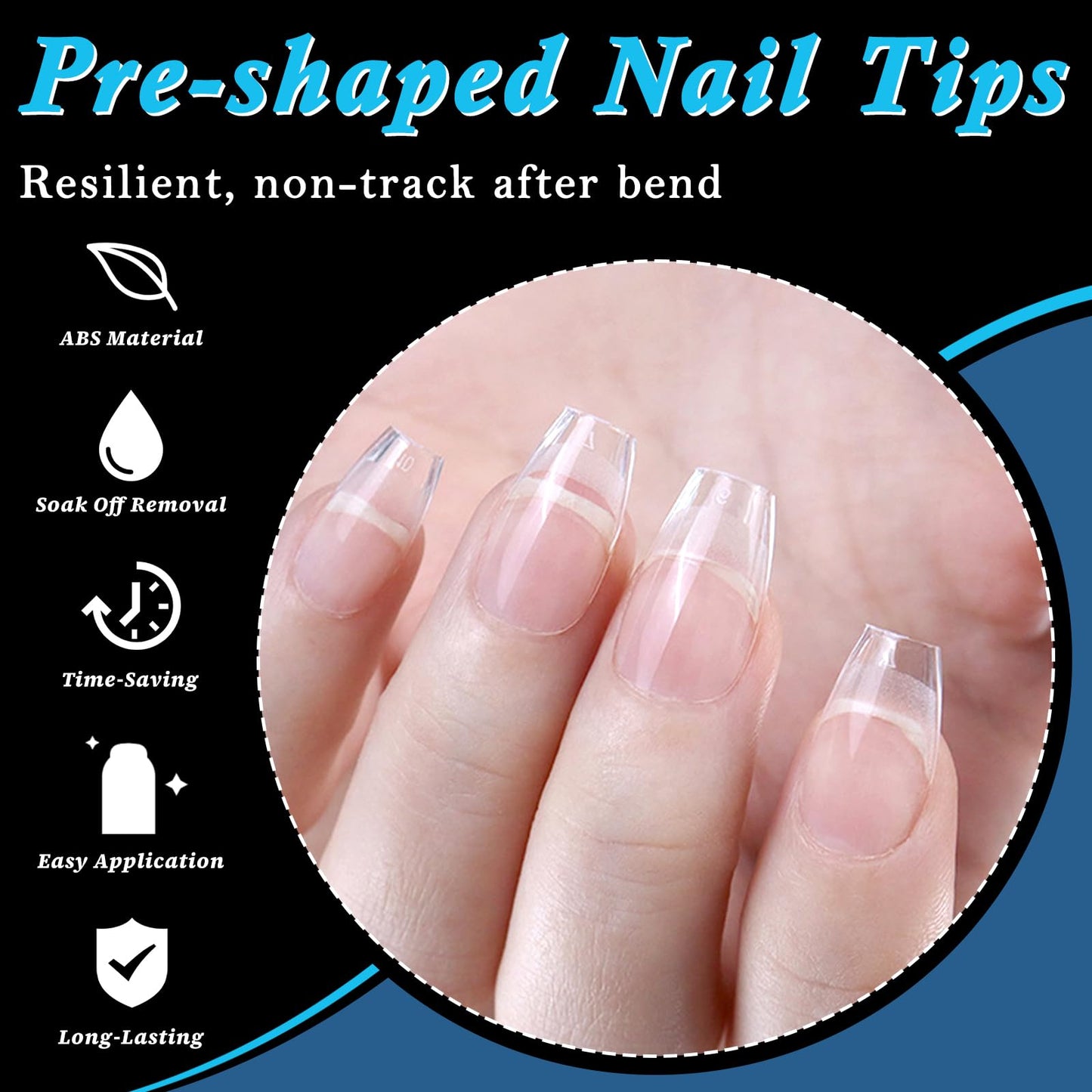 LoveOurHome 600pc Coffin Gel X Nail Tips Short Clear Fake Nail Full Cover Clear XS Soft Gel False Artificial Fingernails Soft Gel X Nails Tips for Gel Acrylic Nail Extension Press on Nails Making