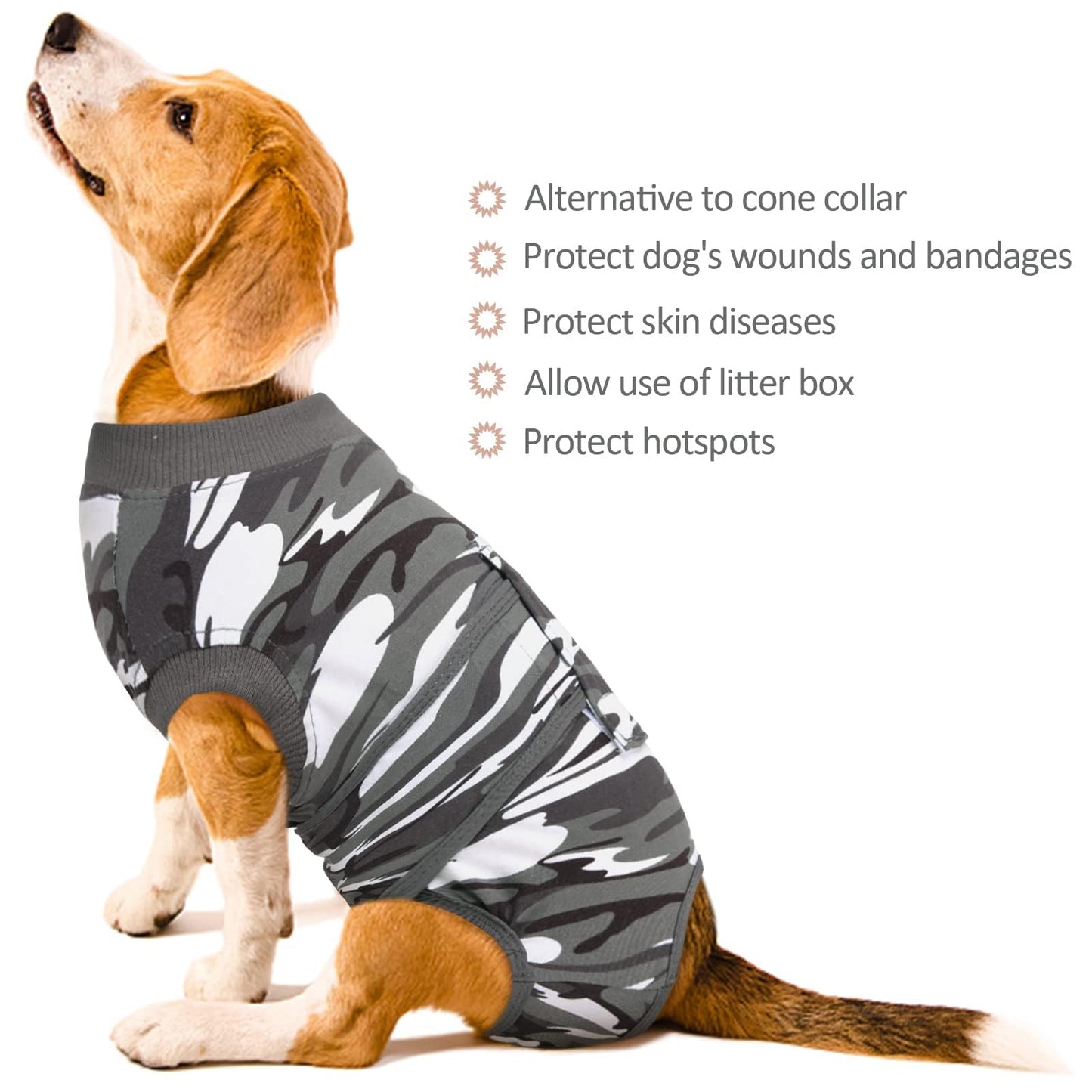 Kuoser Recovery Suit for Dogs Cats After Surgery, Professional Pet Recovery Shirt Dog Abdominal Wounds Bandages, Substitute E-Collar & Cone,Prevent Licking Dog Onesies Pet Surgery Recovery Suit