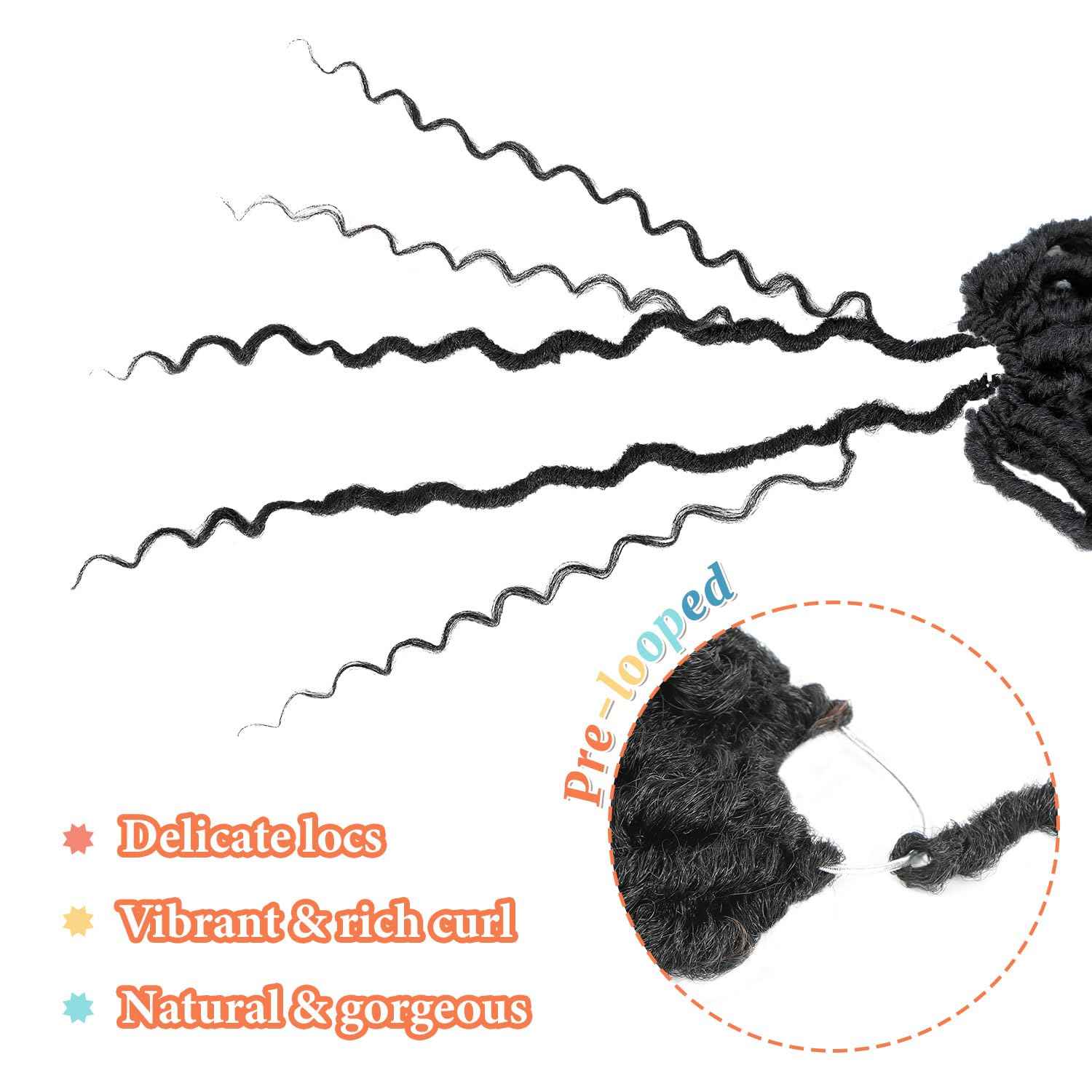 Forevery Goddess Locs Crochet Hair 16 Inch Faux Locs Crochet Hair Pre Looped Crochet Hair for Black Women 6 Packs Black Boho Crochet Locs with Curly Ends 1B