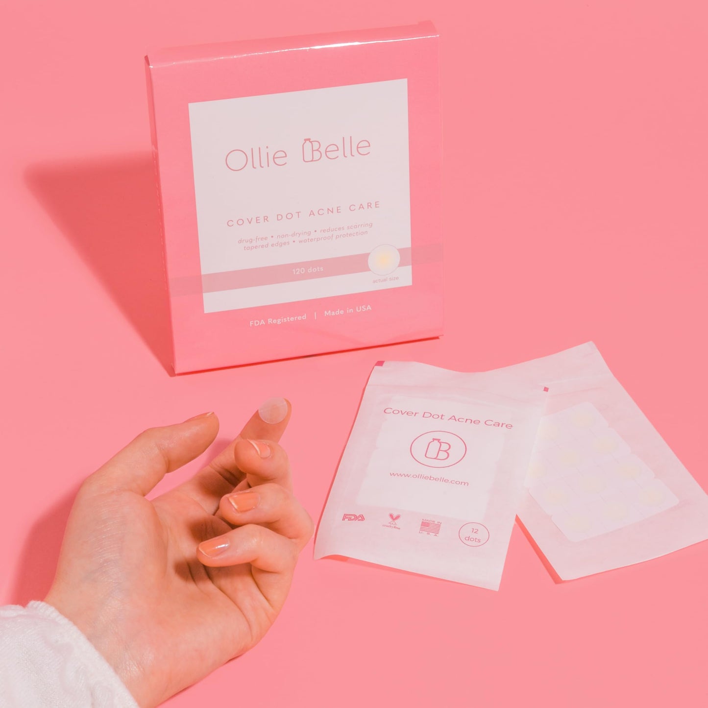 SMARTMED Ollie Belle Cover Dot Acne Care (120 dots) Acne Blemish Patch with Hydrocolloid | Oil and Pimple Absorbing Latex-Free