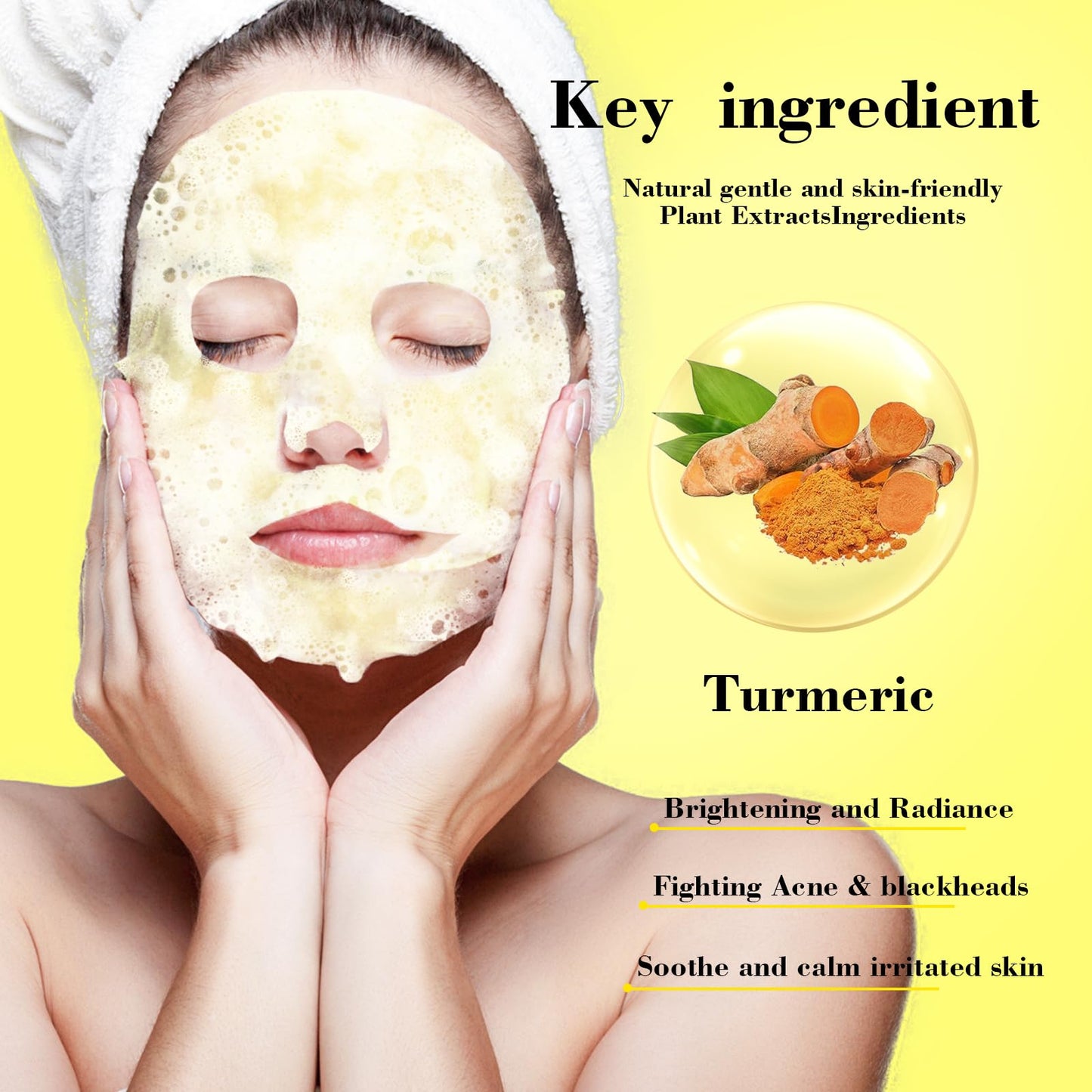 IREV Turmeric O2 Bubble Face Mask Skincare,Deep Cleansing Facial Masks,Anti-Aging, Hydration, Facial Sheet Mask for Women,Bubble Cleansing,Skin Care Moisturizing, Brightening 10 Pack