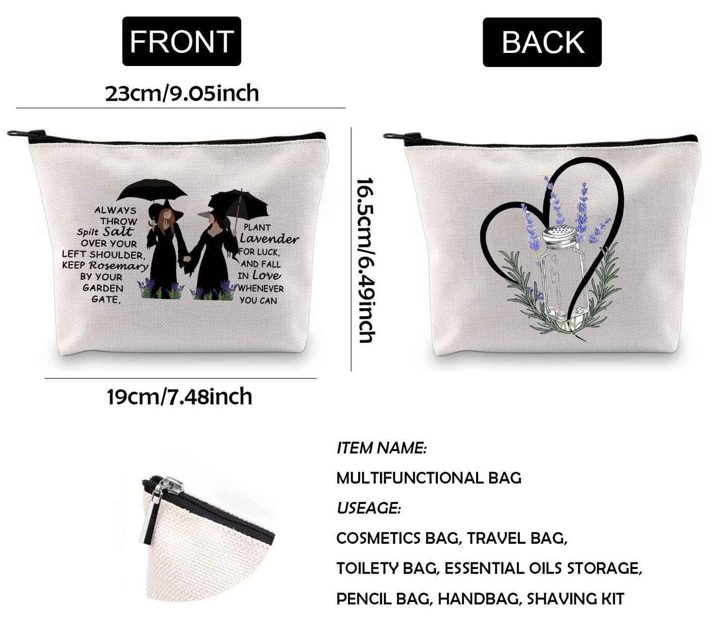 WCGXKO Women TV Show Inspired Gift Salt Rosemary Lavender Love Witchcraft Witchy Bag for Women (Salt Rosemary Lavender Love)