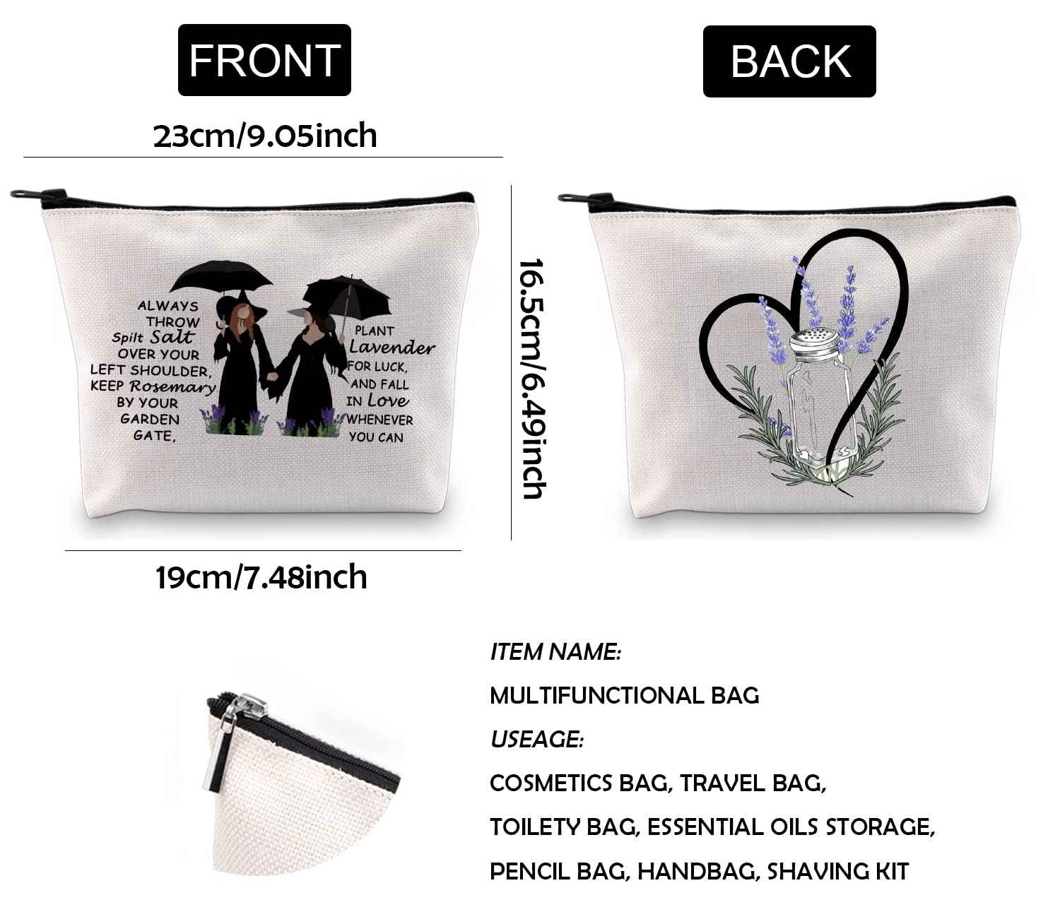 WCGXKO Women TV Show Inspired Gift Salt Rosemary Lavender Love Witchcraft Witchy Bag for Women (Salt Rosemary Lavender Love)