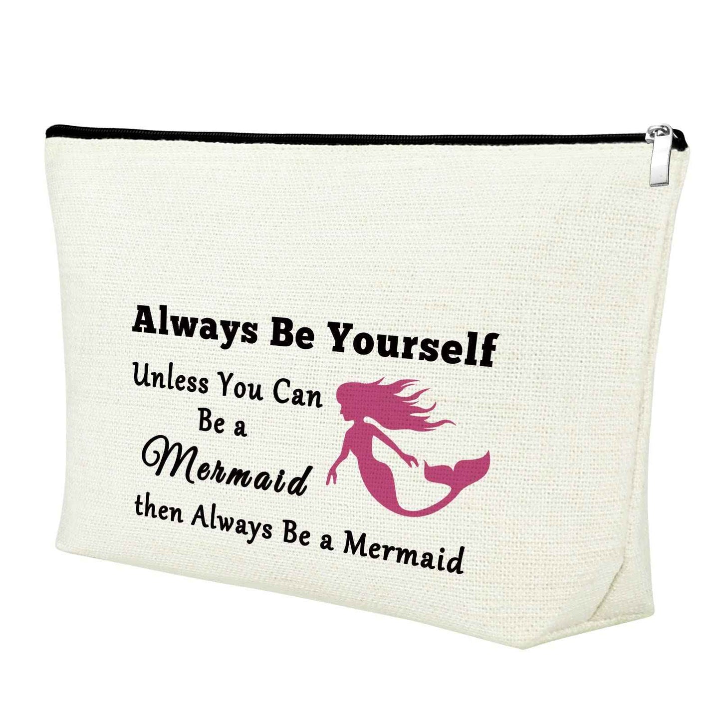 Mermaid Gifts Makeup Bag Mermaid Lover Gift Inspirational Cosmetic Bag Encouragement Birthday Christmas Appreciation Present for Daughter Sister Bestie Friend White