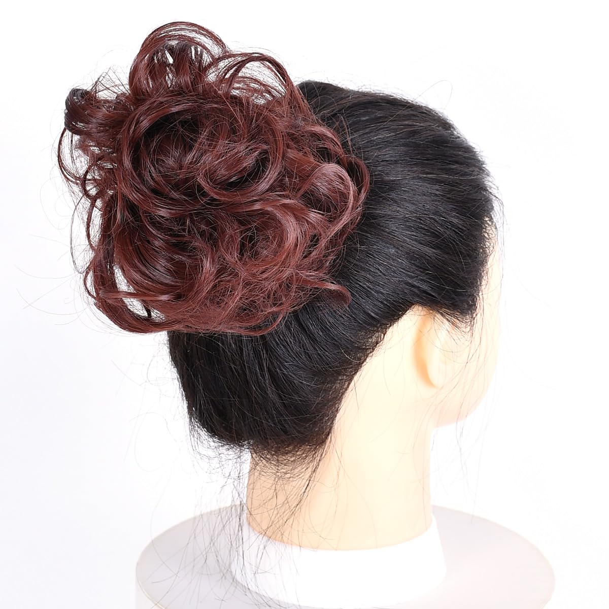 Messy Hair Bun Chignon Donut Hair Pad Elastic Hair Rope Rubber Band Synthetic Hairpiece Dark Auburn Color (41#)