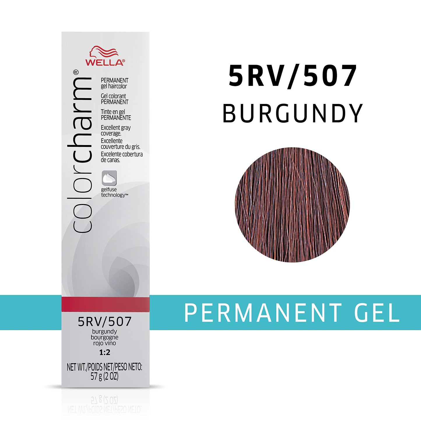 COLORCHARM Permanent Gel, Hair Color for Gray Coverage, 5RV Burgundy