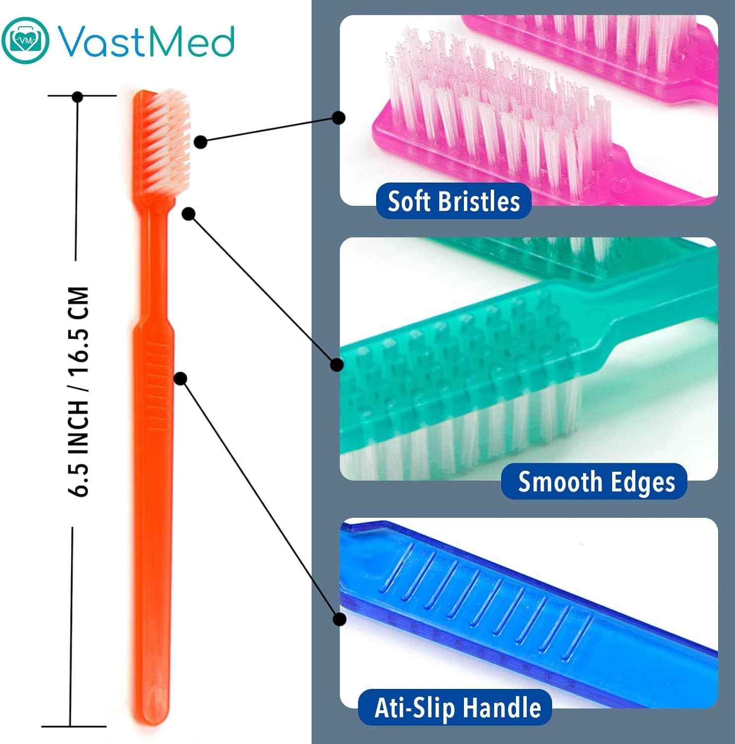 VASTMED 200 Pcs Disposable Pre-Pasted Toothbrushes Individually Wrapped Pre Pasted Toothbrush | Single Use Waterless Tooth Brush for Hotel, Camping, Homeless Gift | Multi Color