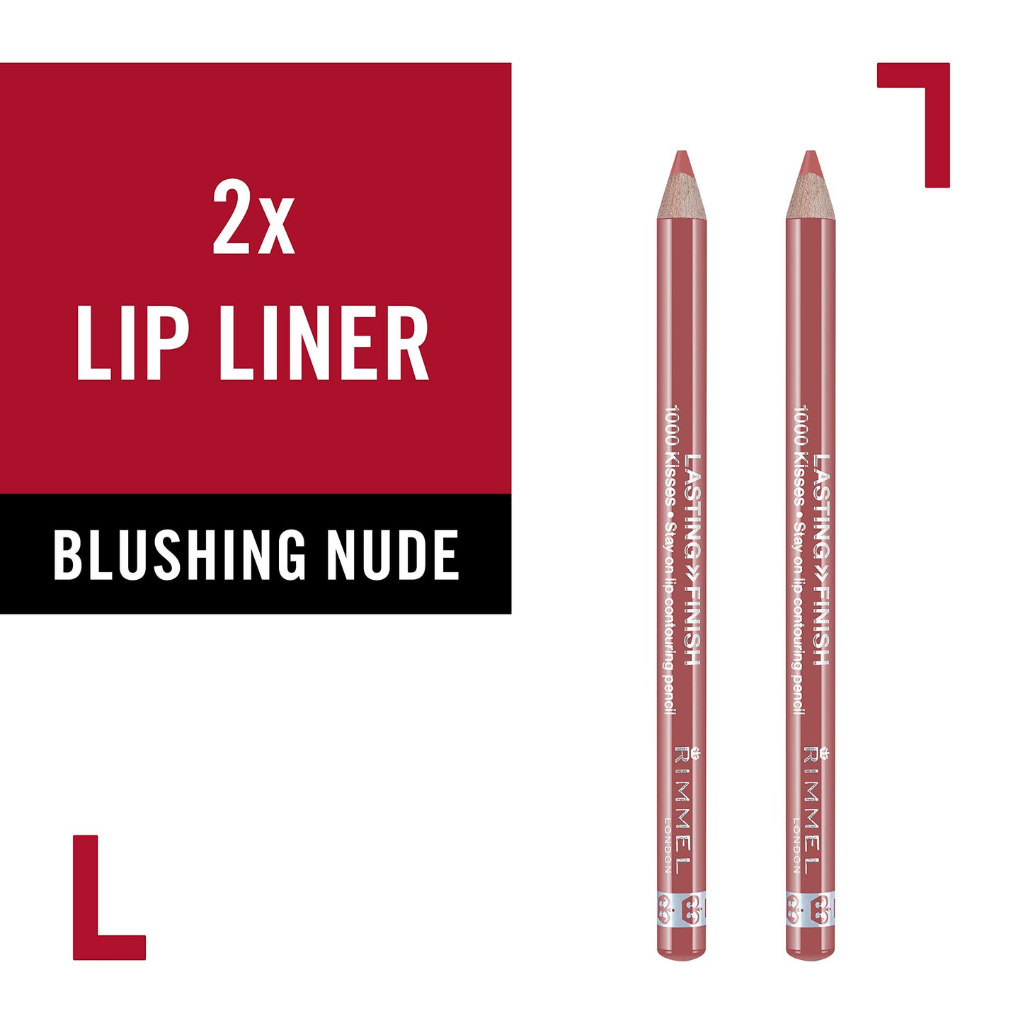 Rimmel, Lasting Finish 1000 Kisses Lip Liner, Blushing Nude 2 Count (Pack of 1)