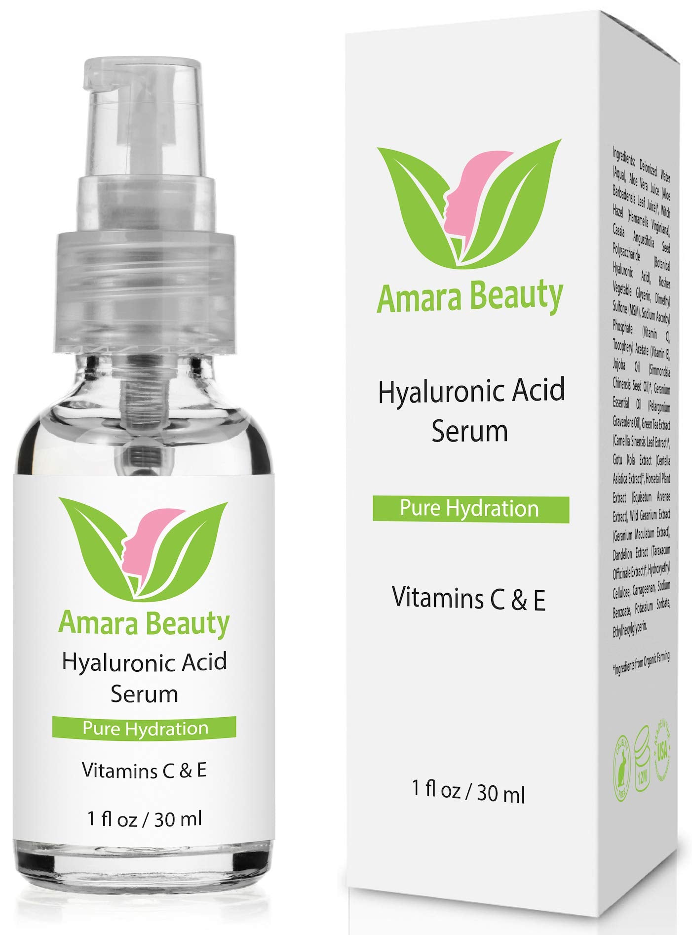 Hyaluronic Acid Serum for Skin with Vitamin C & E, 1 fl. oz.