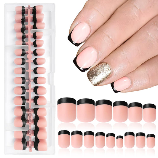 Lifextol 240pc French Tip Press on Nails Short Fake Nails Press ons, 15 Size Acrylic Nails Press on Nails Square Artifitial Fingernails, 3 in 1 Gel X Nail Tips Square with Nail Glue and Adhesive Tab