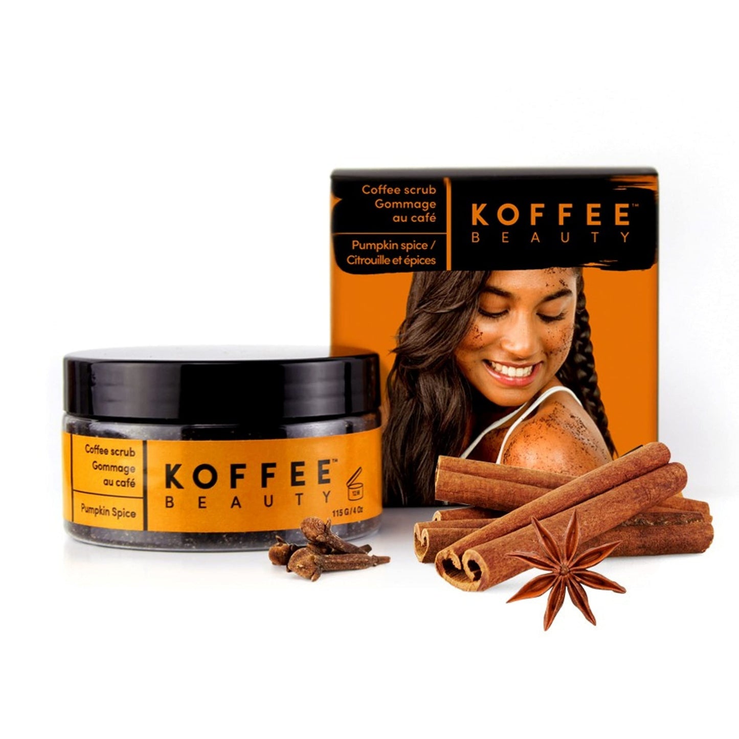 Koffee Beauty Pumpkin Spice Coffee Scrub - Exfoliating Body And Face Scrub - Polish, Smooth Skin With Ease - Invigorate Senses With Festive Fragrance Formula - For Naturally Radiant Skin - 4 Oz