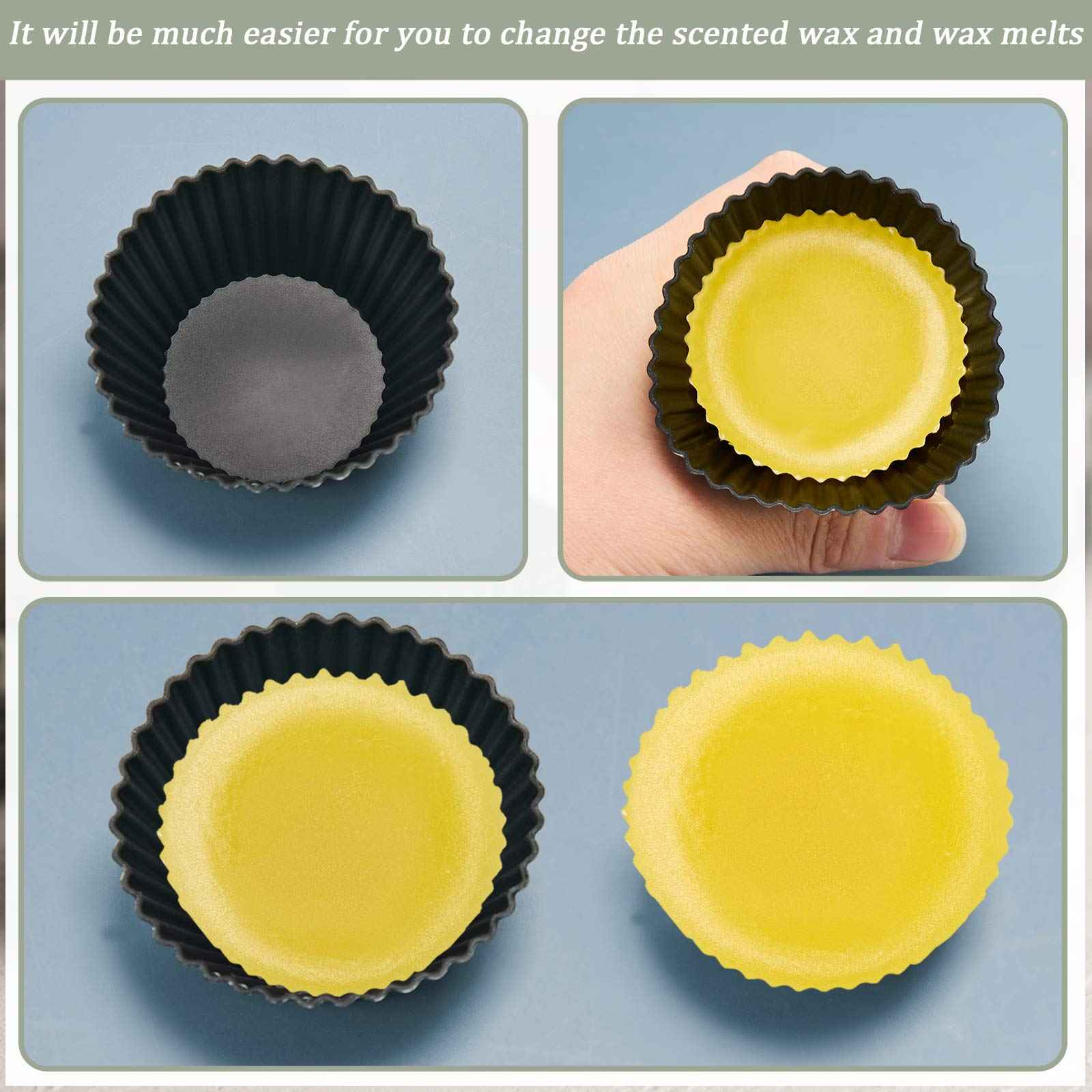 Patelai 20 Pieces Wax Melt Warmer Liners Reusable Silicone Leakproof Wax Liner Candle Tray Liner for Christmas, Candle Warmer(Black)