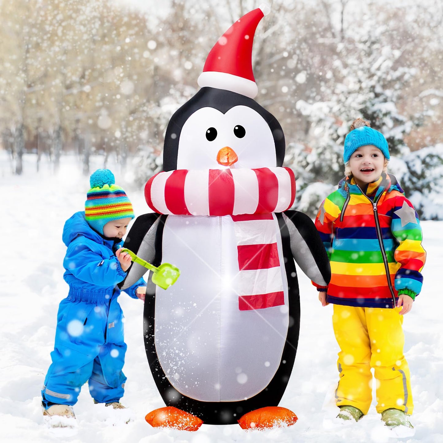 DROFELY 6 Foot Christmas Inflatable Penguin with LED Lights Decoration，Cute Christmas Indoor Outdoor Blow up Decoration-WM-16