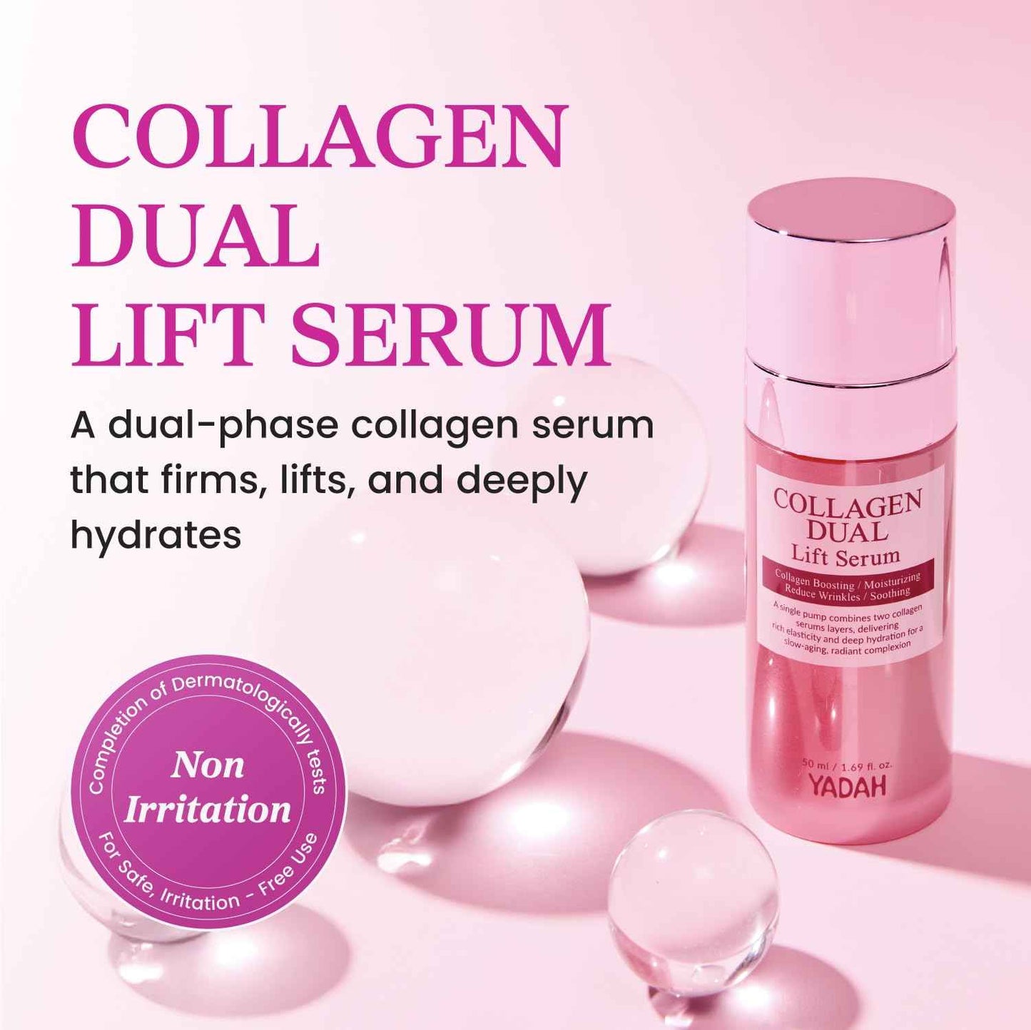 YADAH Collagen Dual Lift Serum 1.69 fl oz - Triple Collagen Firming Serum with Instant Lifting Deep Hydration.Hyaluronic acid,Spilanthol