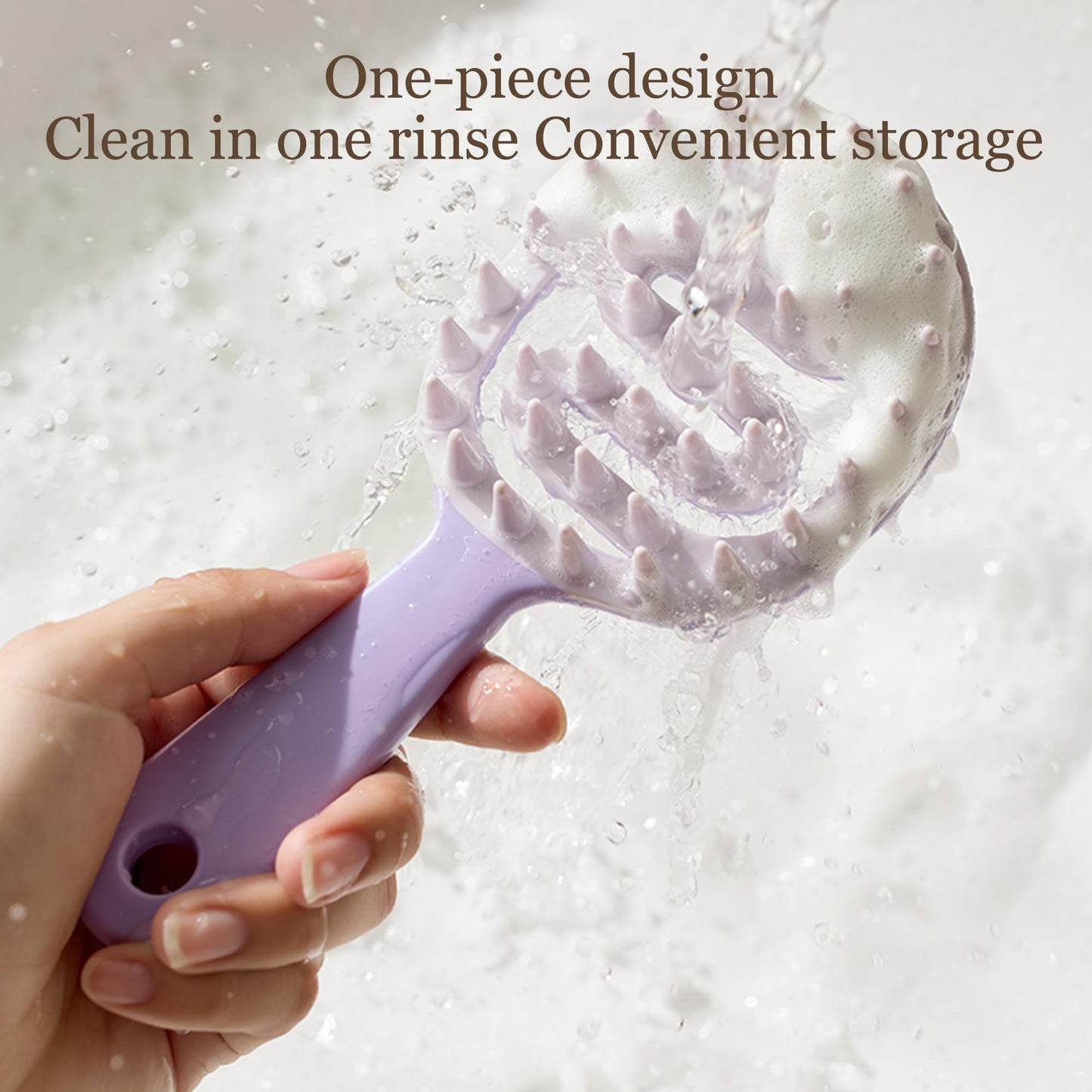 Veki Soft Silicone Scalp Massager, Shampoo Brush with Handle, Hair Brush for Wet and Dry Hair, Head Massager for Hair Care and Head Relaxation, Hair Growth Scrubber for Straight and Curly (Purple)